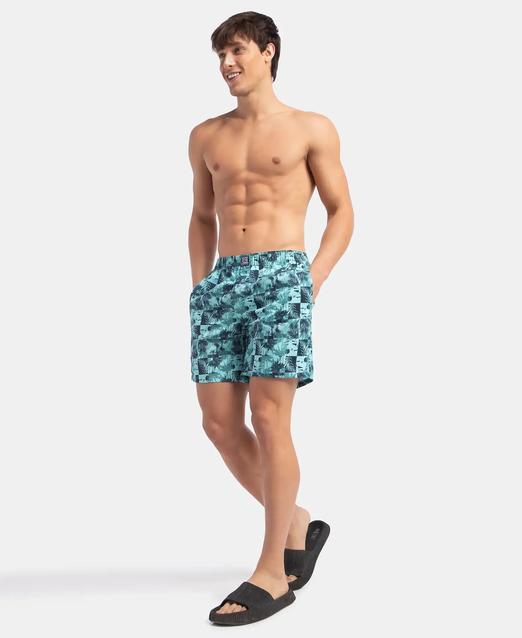 Super Combed Mercerized Cotton Woven Printed Boxer Shorts with Side Pockets - Leisure Time - Image 6
