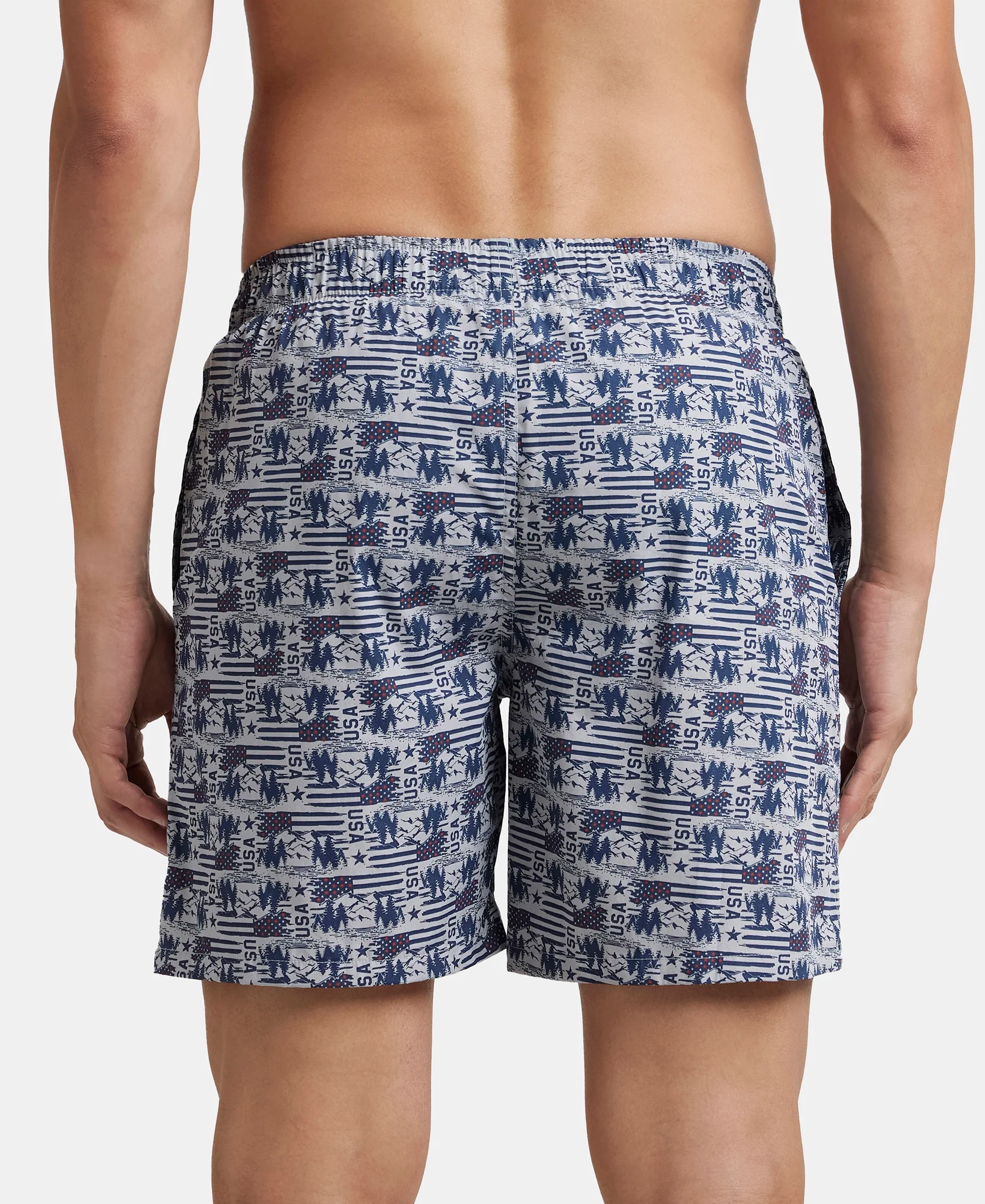 Super Combed Mercerized Cotton Woven Printed Boxer Shorts with Side Pockets - Nickel & Brickred (Pack of 2) - Image 10
