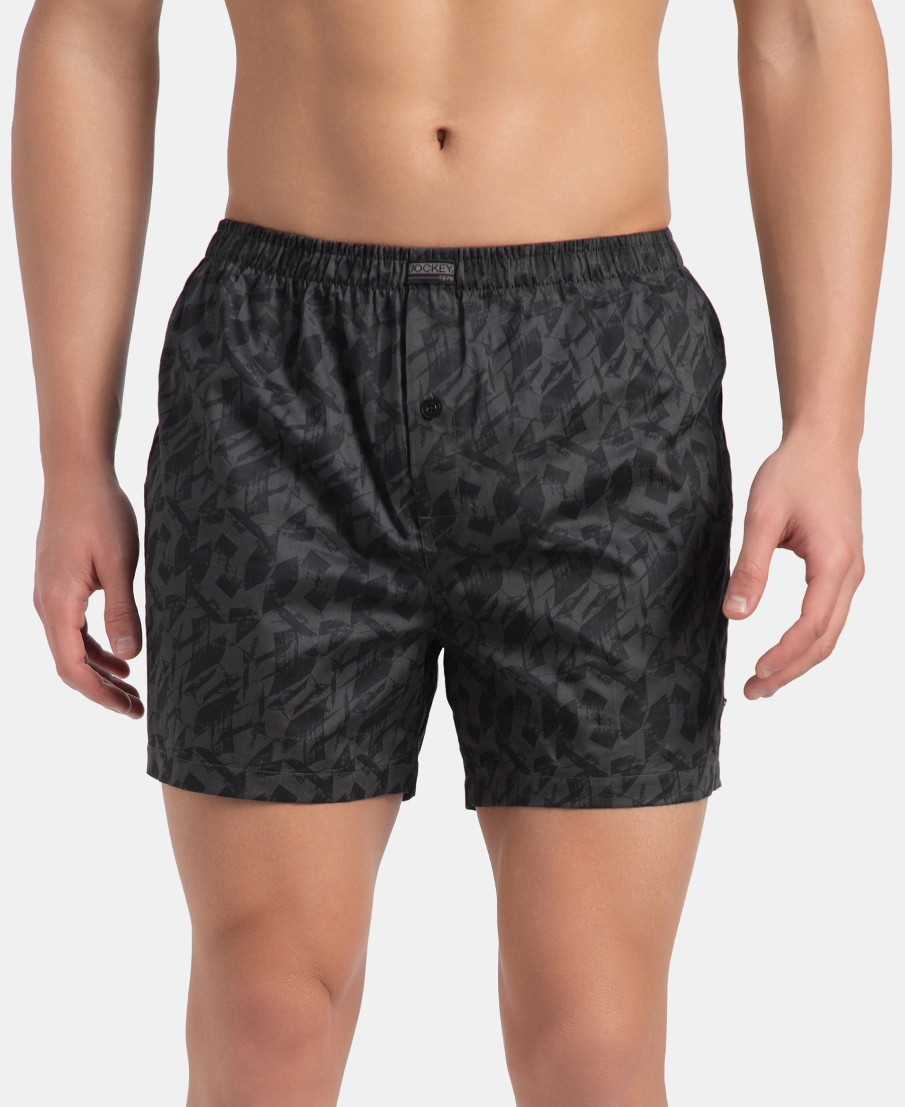 Super Combed Mercerized Cotton Woven Printed Inner Boxers with Ultrasoft and Durable Inner Waistband - Black & Thyme New (Pack of 2) - Image 2