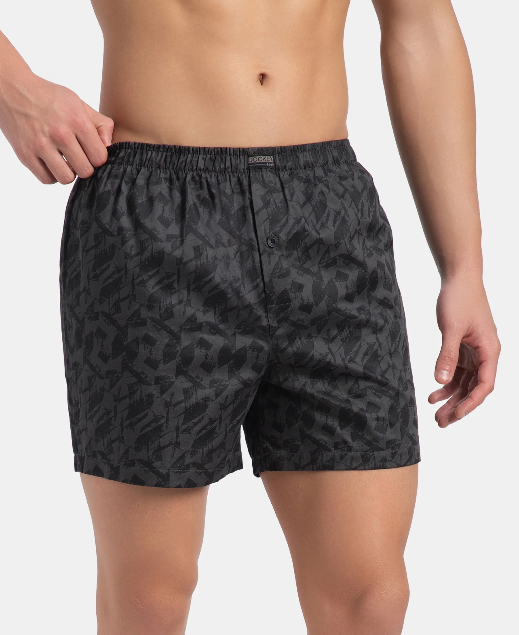 Super Combed Mercerized Cotton Woven Printed Inner Boxers with Ultrasoft and Durable Inner Waistband - Black & Thyme New (Pack of 2) - Image 4