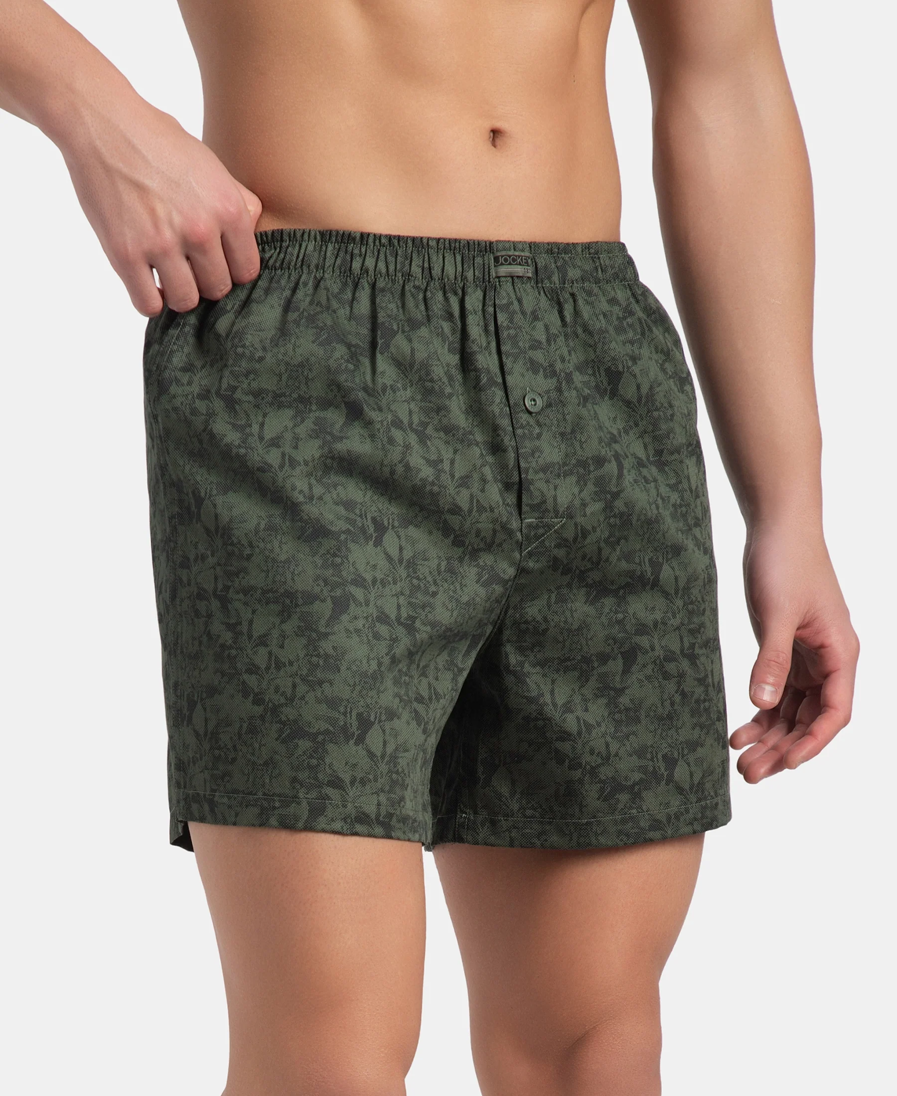 Super Combed Mercerized Cotton Woven Printed Inner Boxers with Ultrasoft and Durable Inner Waistband - Black & Thyme New (Pack of 2) - Image 6