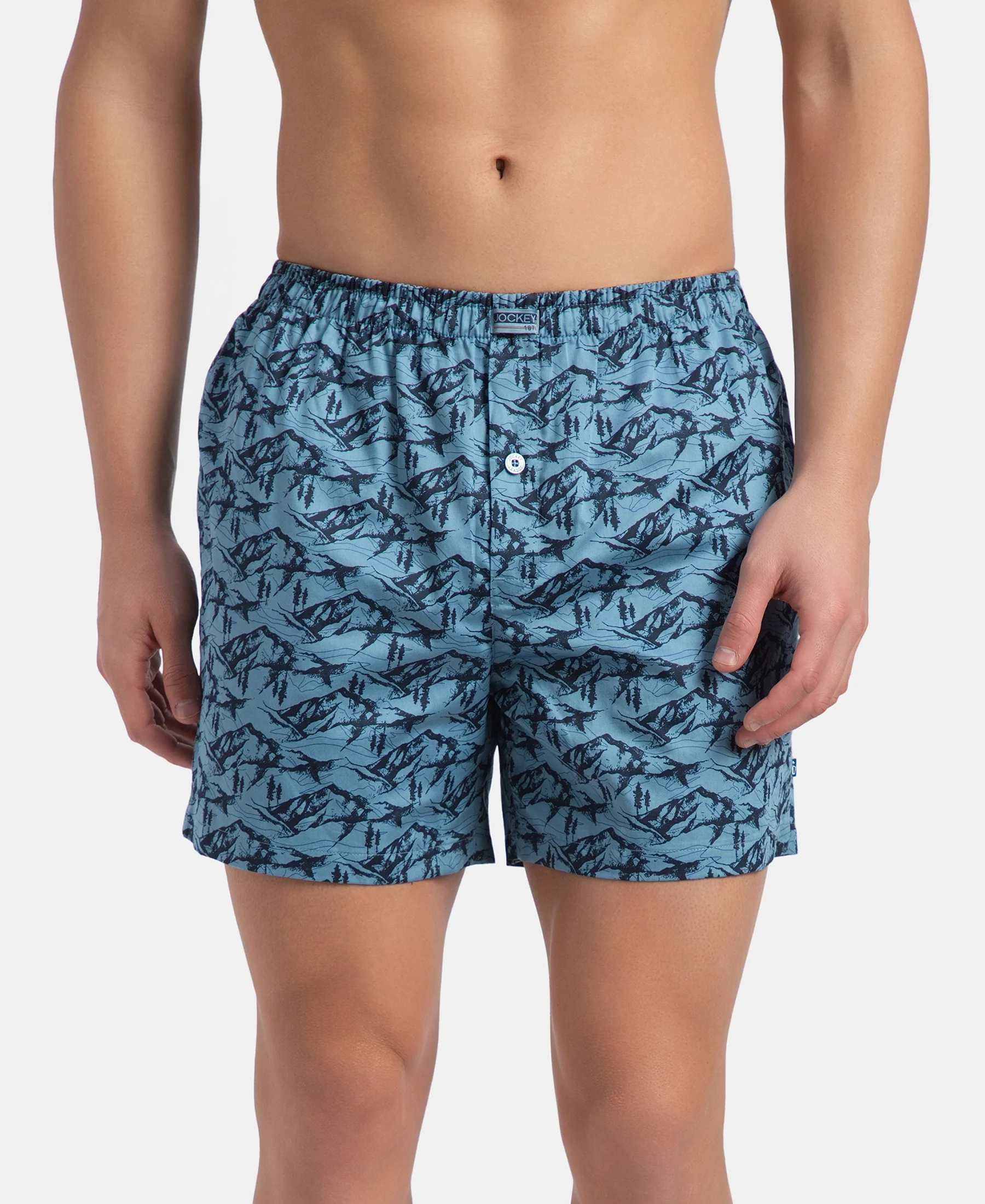 Super Combed Mercerized Cotton Woven Printed Inner Boxers with Ultrasoft and Durable Inner Waistband - Blue Heaven & Deep Slate New (Pack of 2) - Image 2