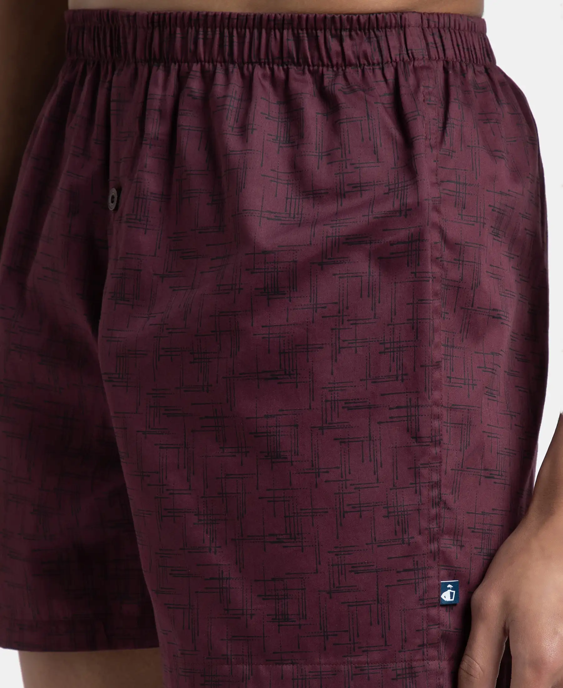 Super Combed Mercerized Cotton Woven Printed Inner Boxers with Ultrasoft and Durable Inner Waistband - Mauve Wine & Deep Slate (Pack of 2) - Image 16