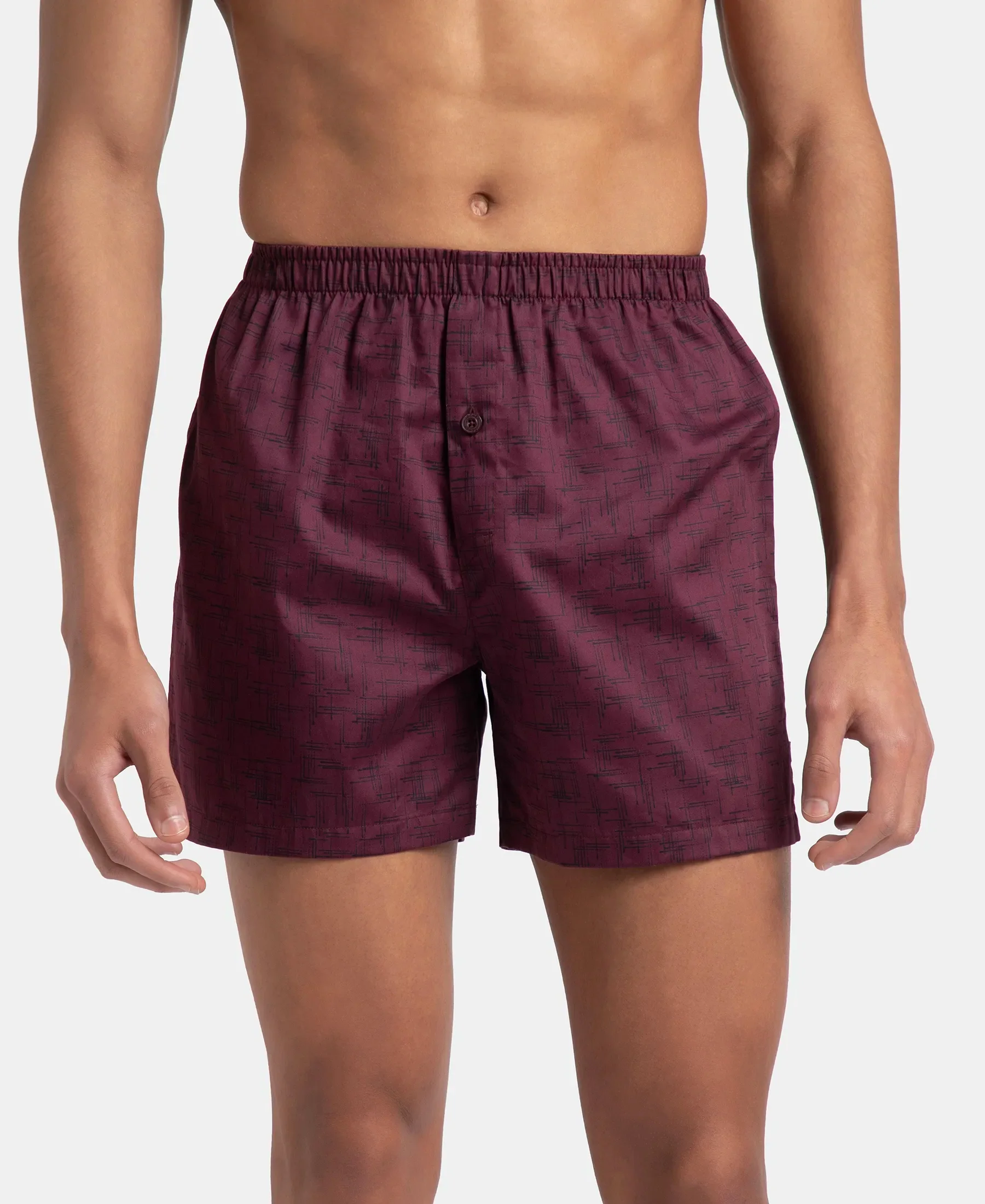 Super Combed Mercerized Cotton Woven Printed Inner Boxers with Ultrasoft and Durable Inner Waistband - Mauve Wine & Deep Slate (Pack of 2) - Image 3