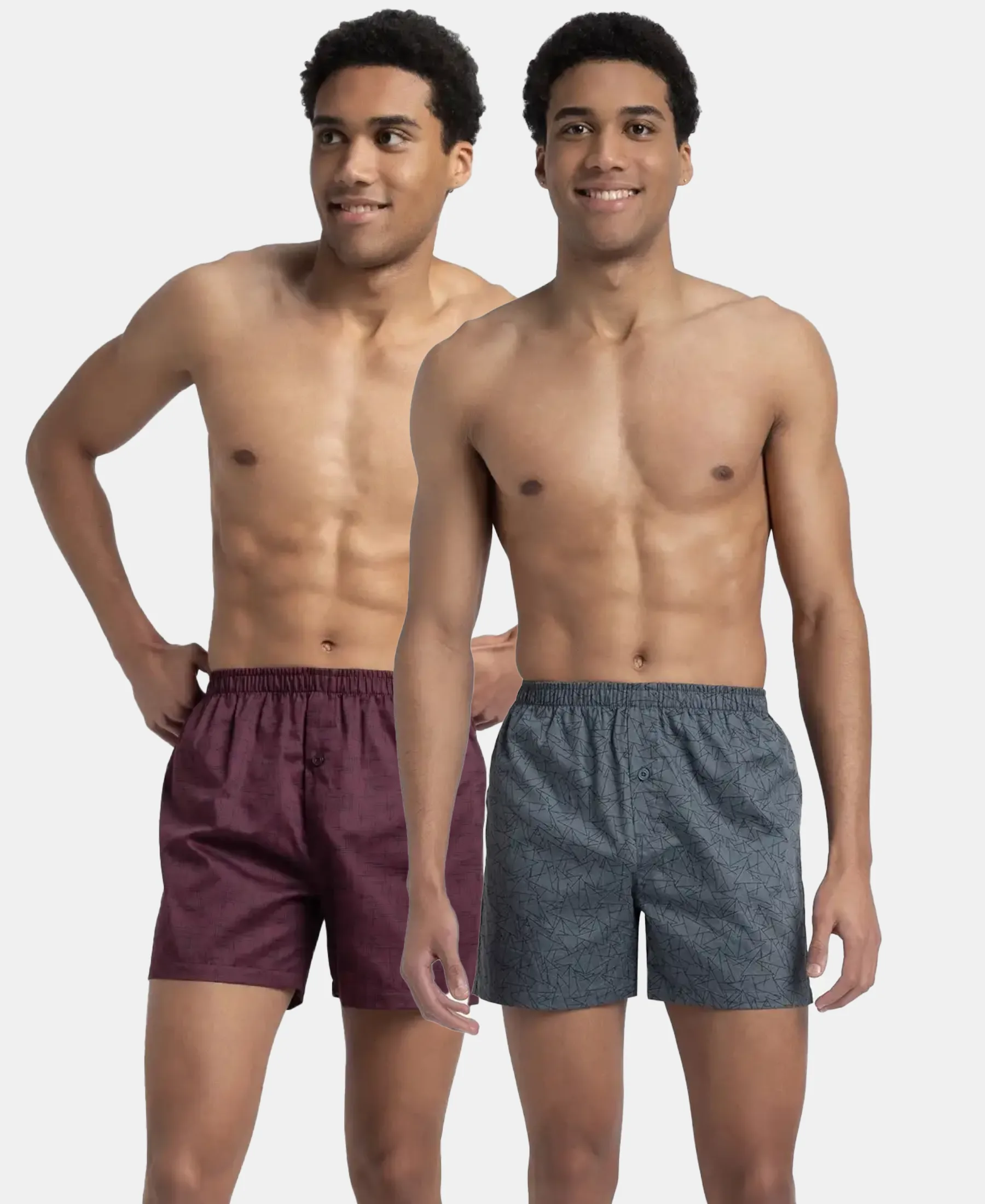 Super Combed Mercerized Cotton Woven Printed Inner Boxers with Ultrasoft and Durable Inner Waistband - Mauve Wine & Deep Slate (Pack of 2) - Image 5