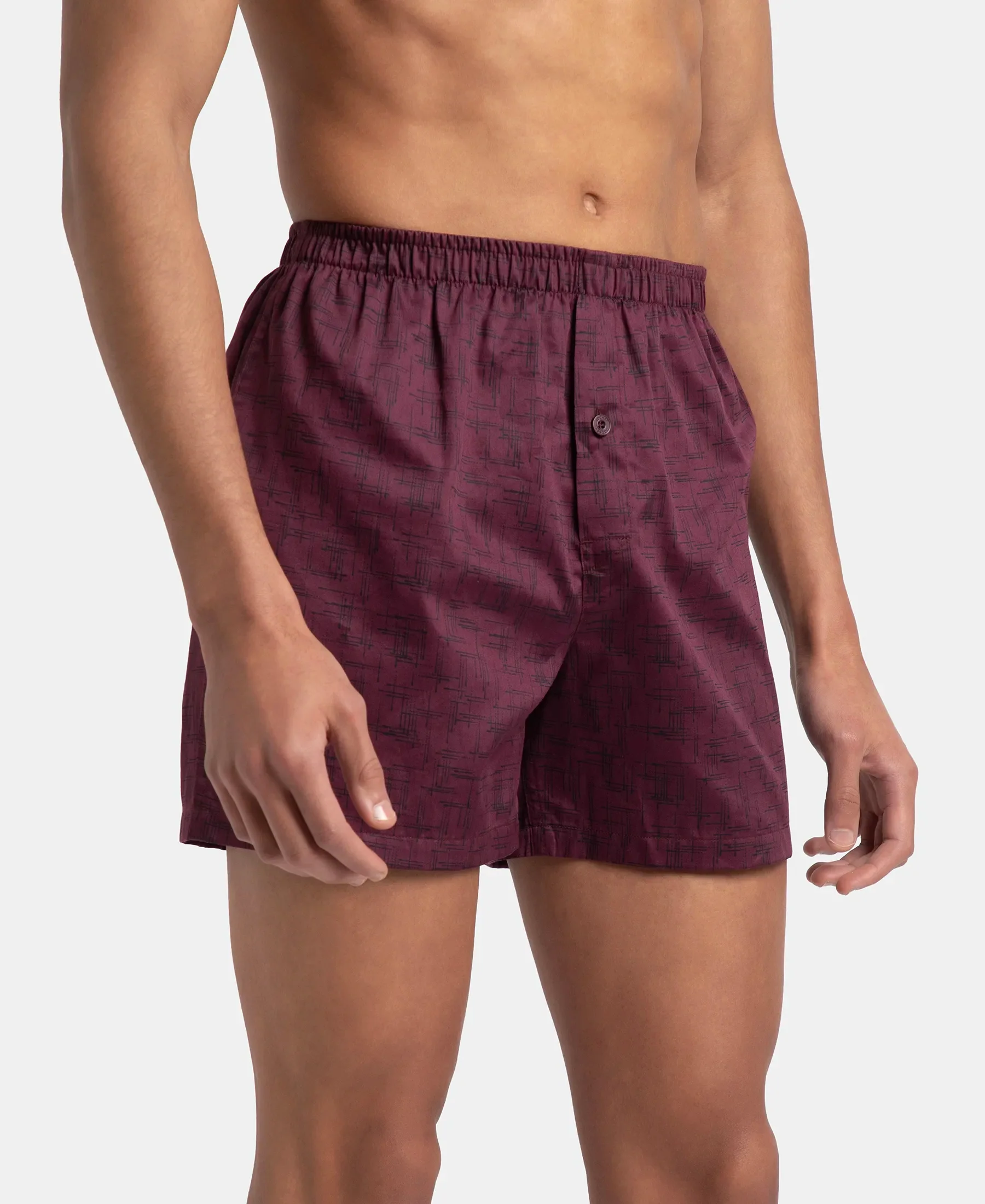 Super Combed Mercerized Cotton Woven Printed Inner Boxers with Ultrasoft and Durable Inner Waistband - Mauve Wine & Deep Slate (Pack of 2) - Image 6