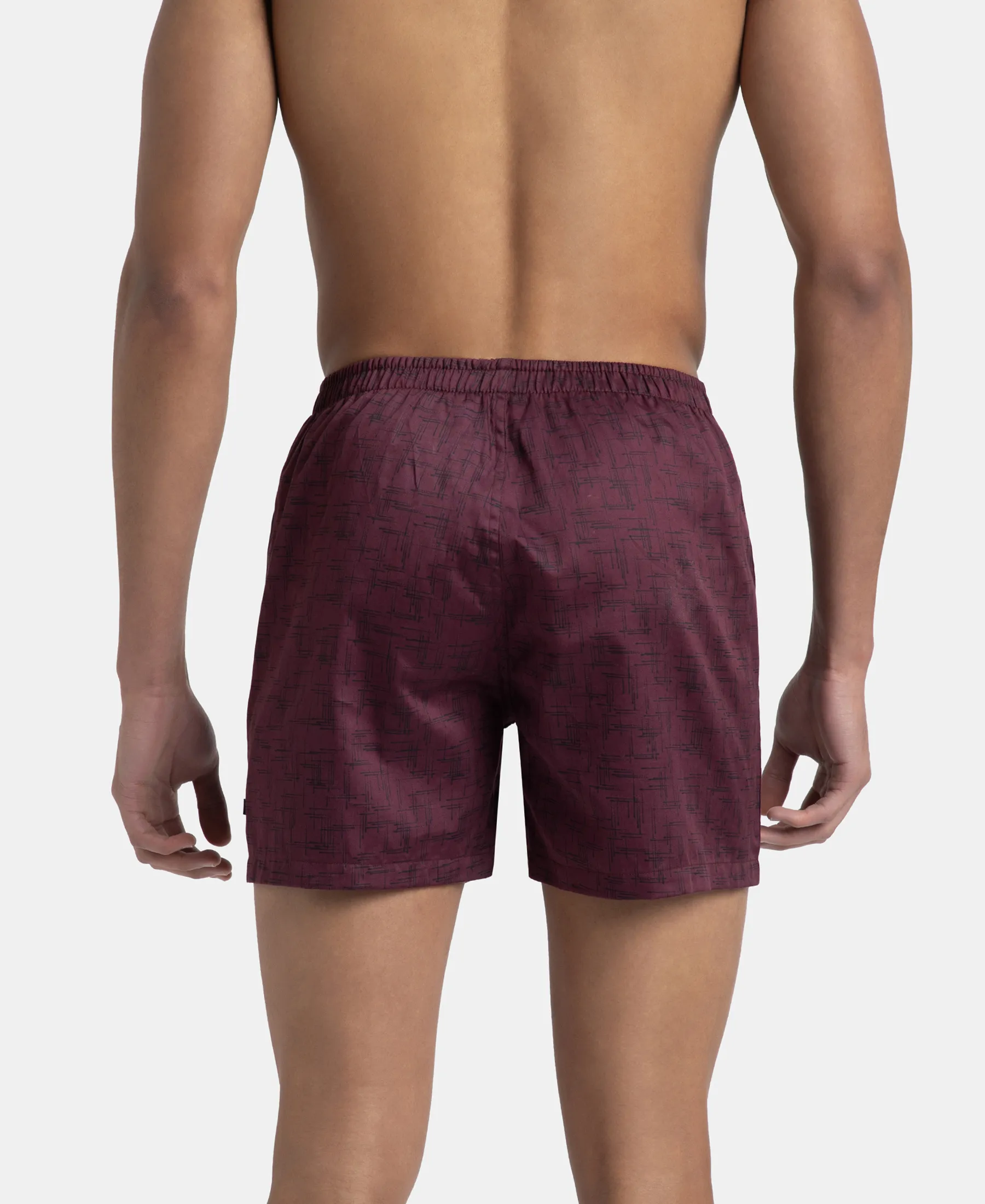 Super Combed Mercerized Cotton Woven Printed Inner Boxers with Ultrasoft and Durable Inner Waistband - Mauve Wine & Deep Slate (Pack of 2) - Image 8