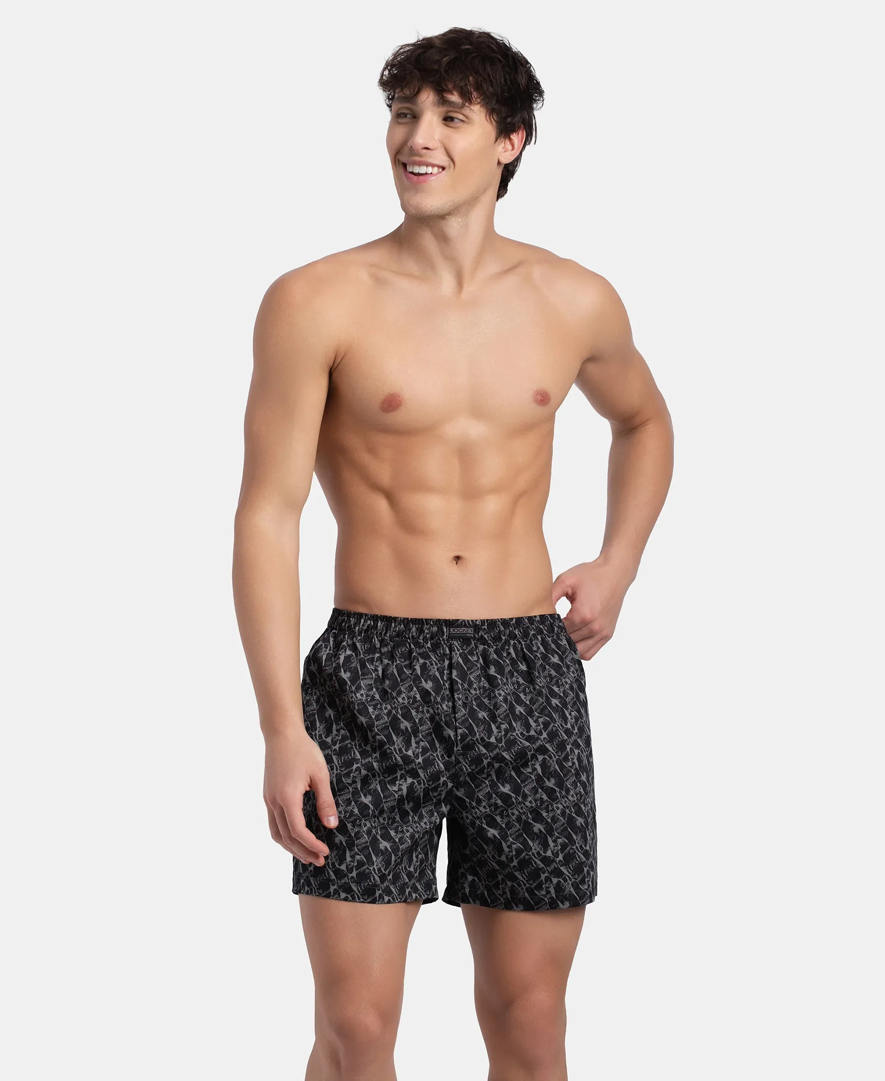 Super Combed Mercerized Cotton Woven Printed Inner Boxers with Ultrasoft and Durable Inner Waistband - Navy & Pewter (Pack of 2) - Image 12