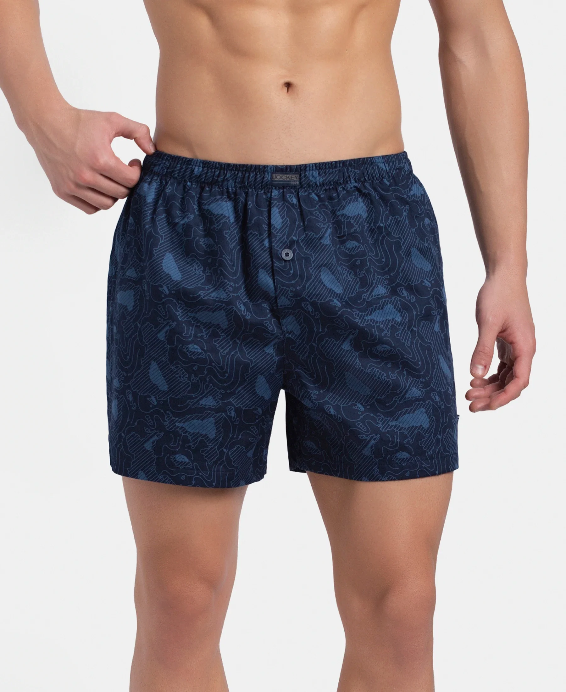 Super Combed Mercerized Cotton Woven Printed Inner Boxers with Ultrasoft and Durable Inner Waistband - Navy & Pewter (Pack of 2) - Image 2