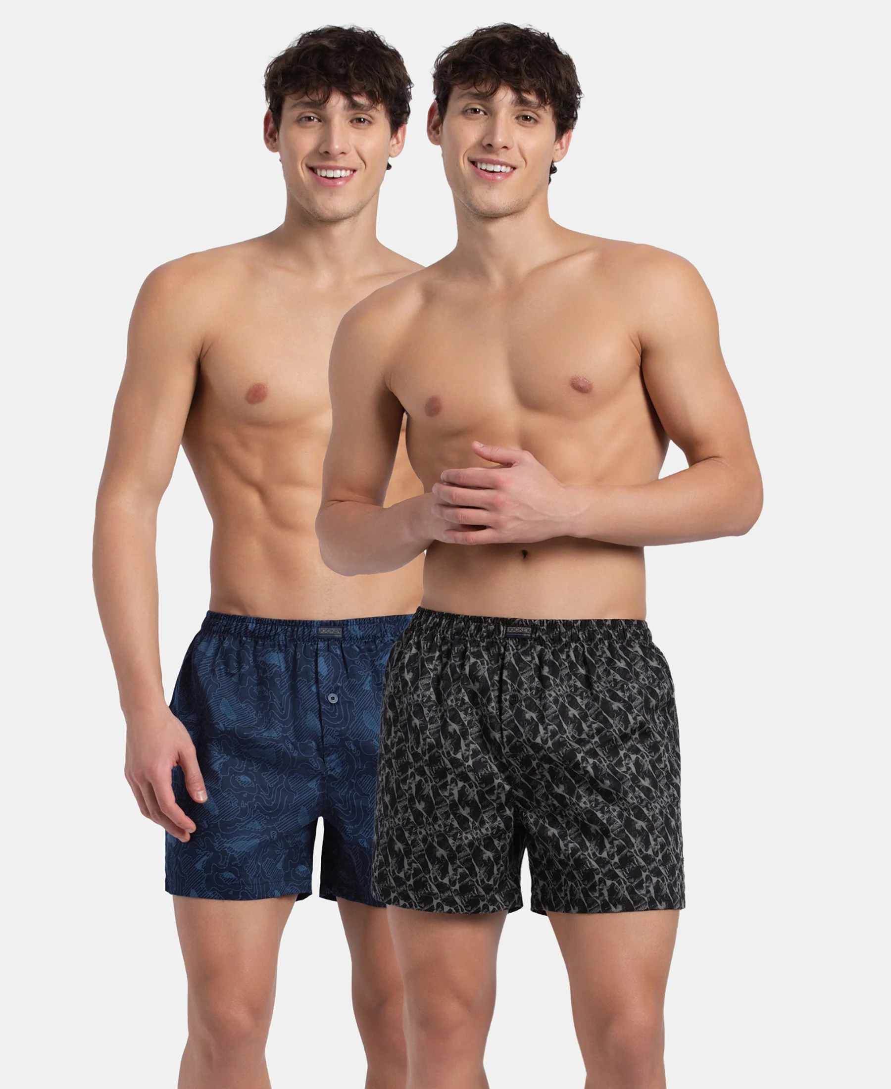 Super Combed Mercerized Cotton Woven Printed Inner Boxers with Ultrasoft and Durable Inner Waistband - Navy & Pewter (Pack of 2) - Image 5