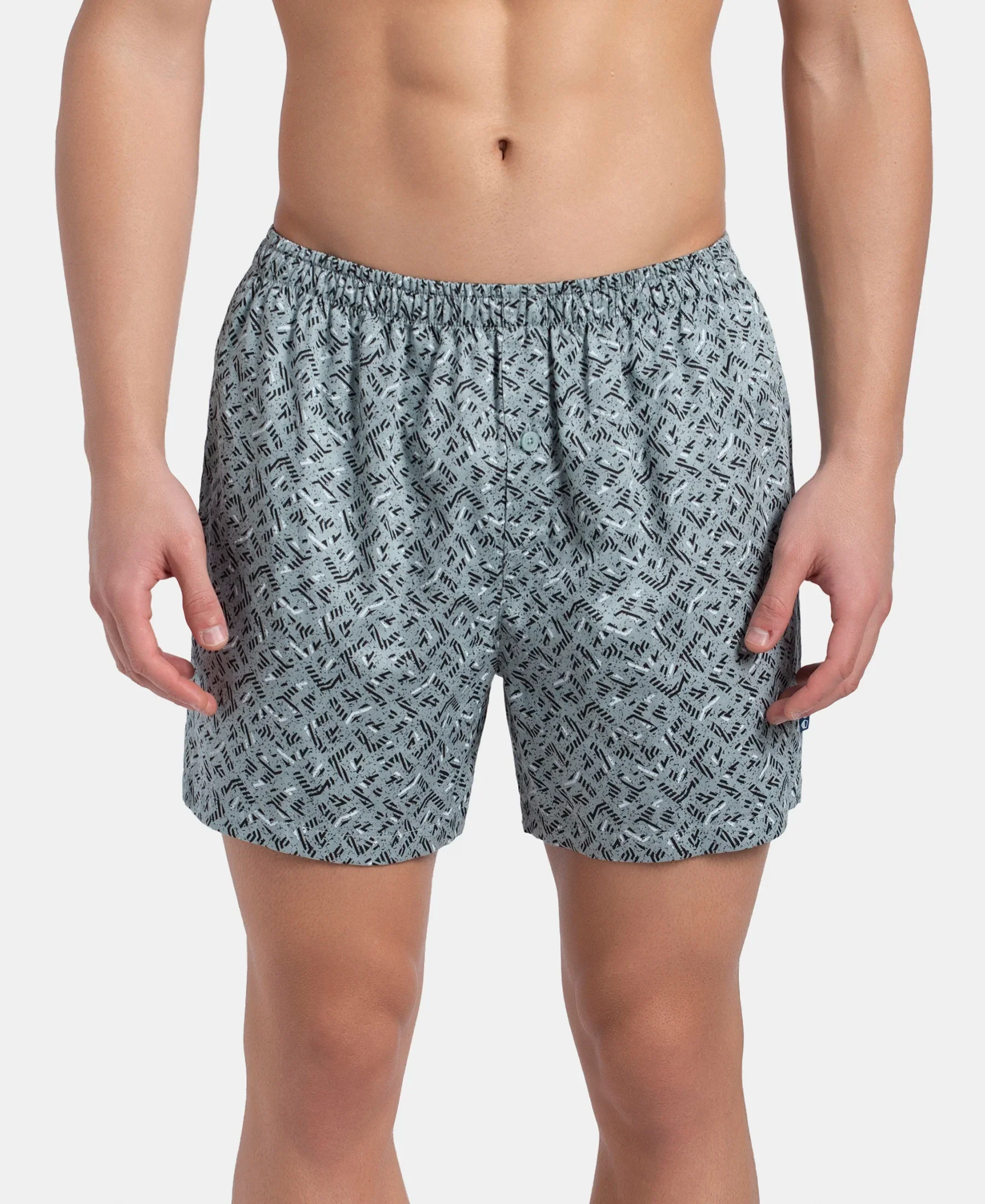 Super Combed Mercerized Cotton Woven Printed Inner Boxers with Ultrasoft and Durable Inner Waistband - Slate & Balsam Green (Pack of 2) - Image 2