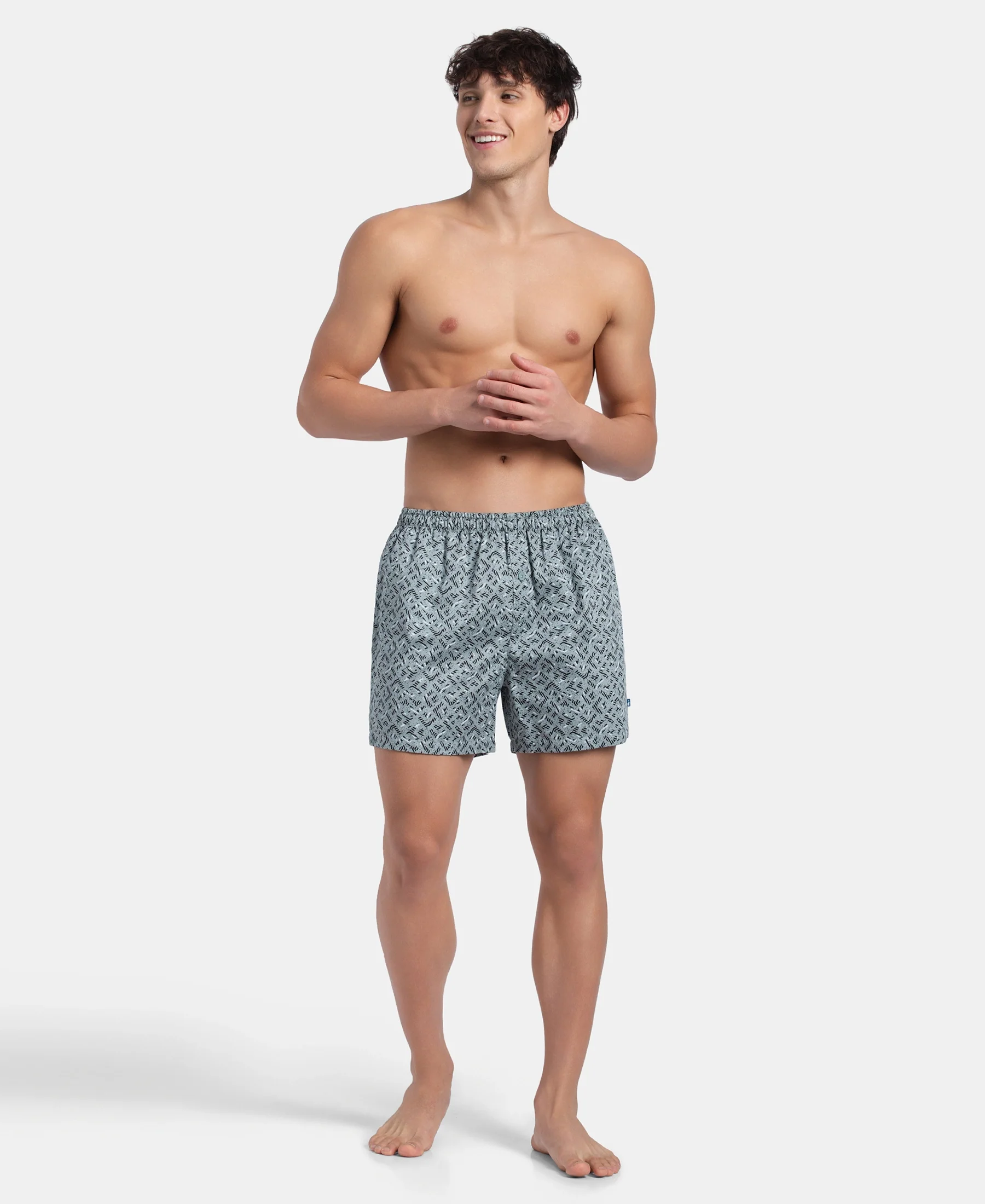 Super Combed Mercerized Cotton Woven Printed Inner Boxers with Ultrasoft and Durable Inner Waistband - Slate & Balsam Green (Pack of 2) - Image 9