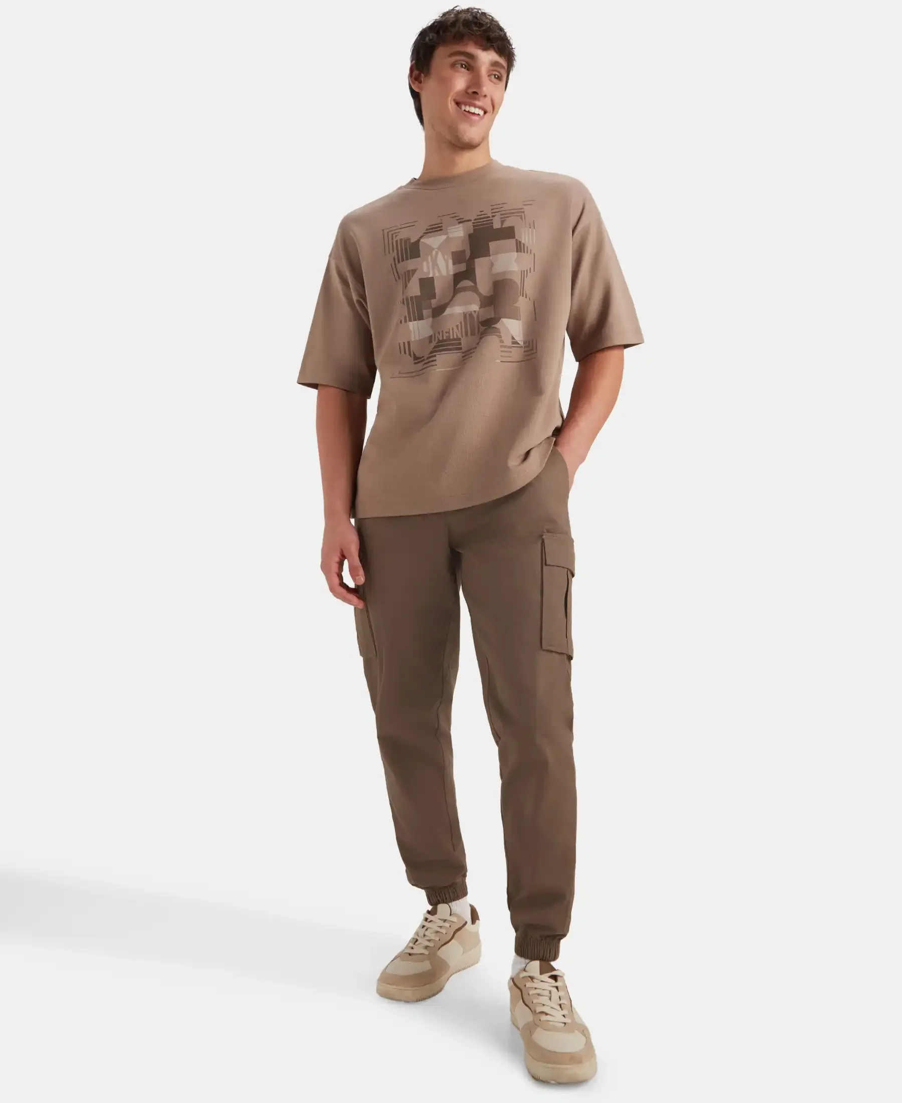 Super Combed Cotton Woven Regular Fit Cargo Jogger with Seven Pockets - Dark Khaki - Image 4