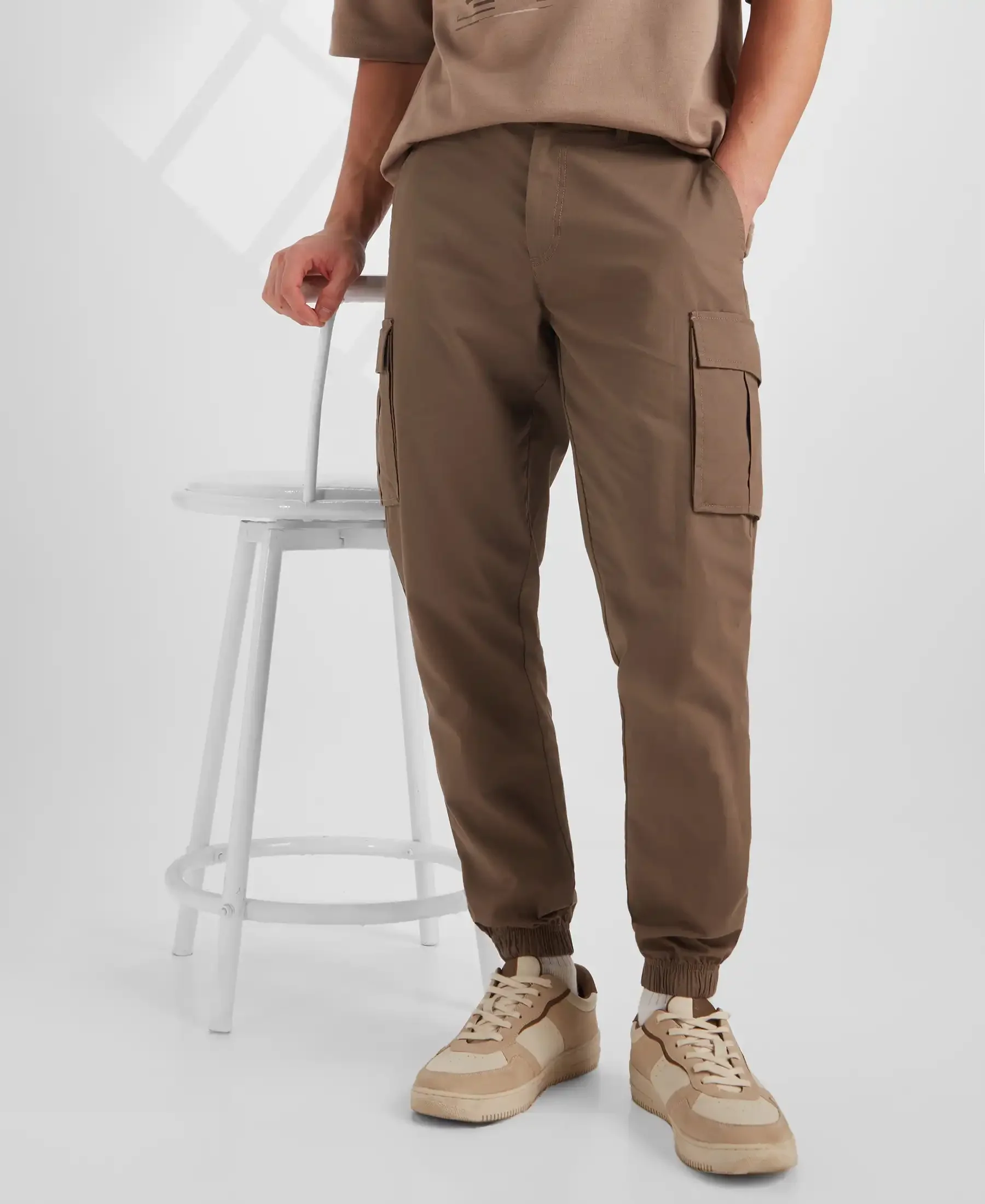Super Combed Cotton Woven Regular Fit Cargo Jogger with Seven Pockets - Dark Khaki - Image 5