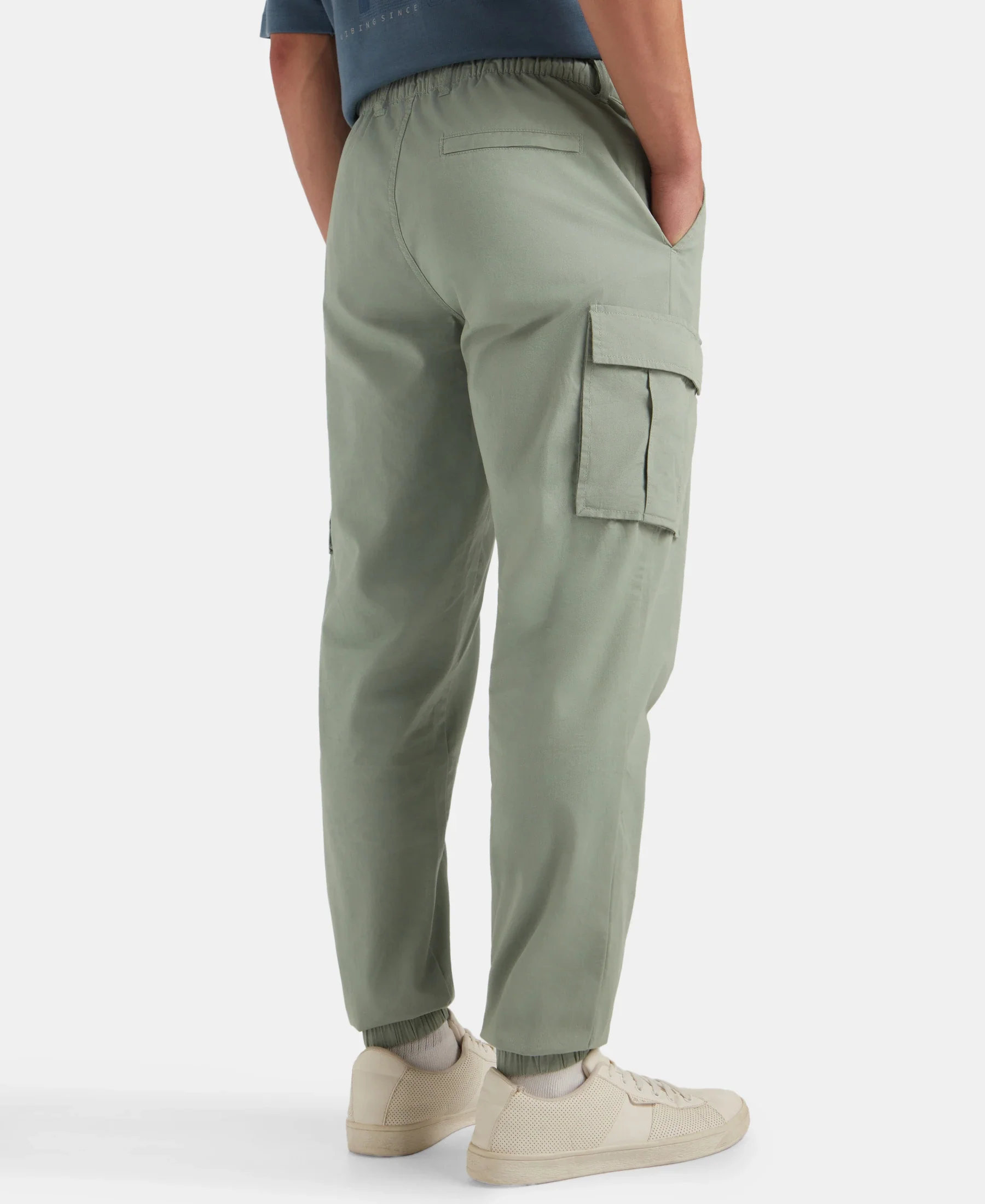 Super Combed Cotton Woven Regular Fit Cargo Jogger with Seven Pockets - Iceberg Green - Image 3