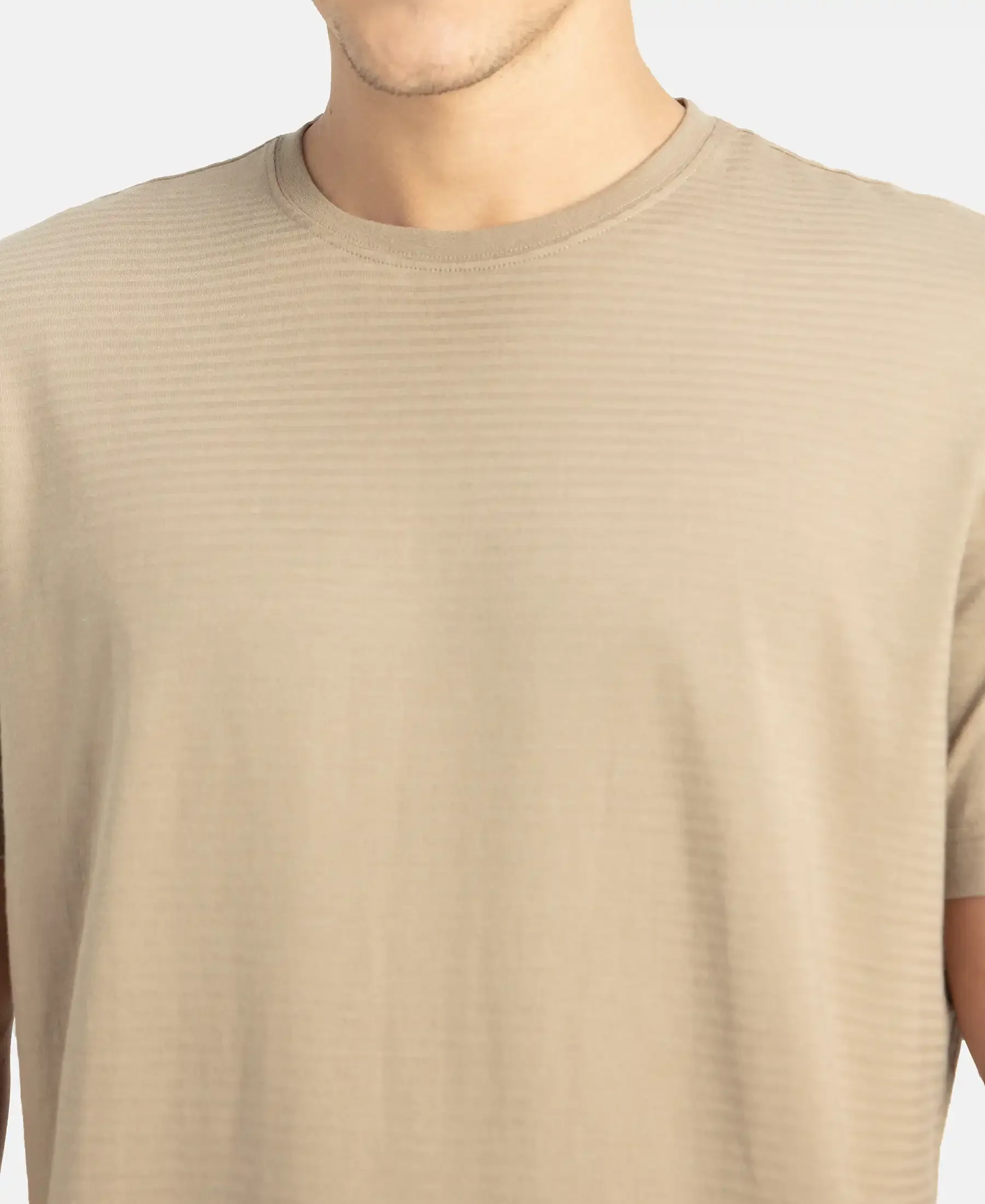 Super Combed Supima Cotton Round Neck Half Sleeve T-Shirt - Desert Taupe - Image 7