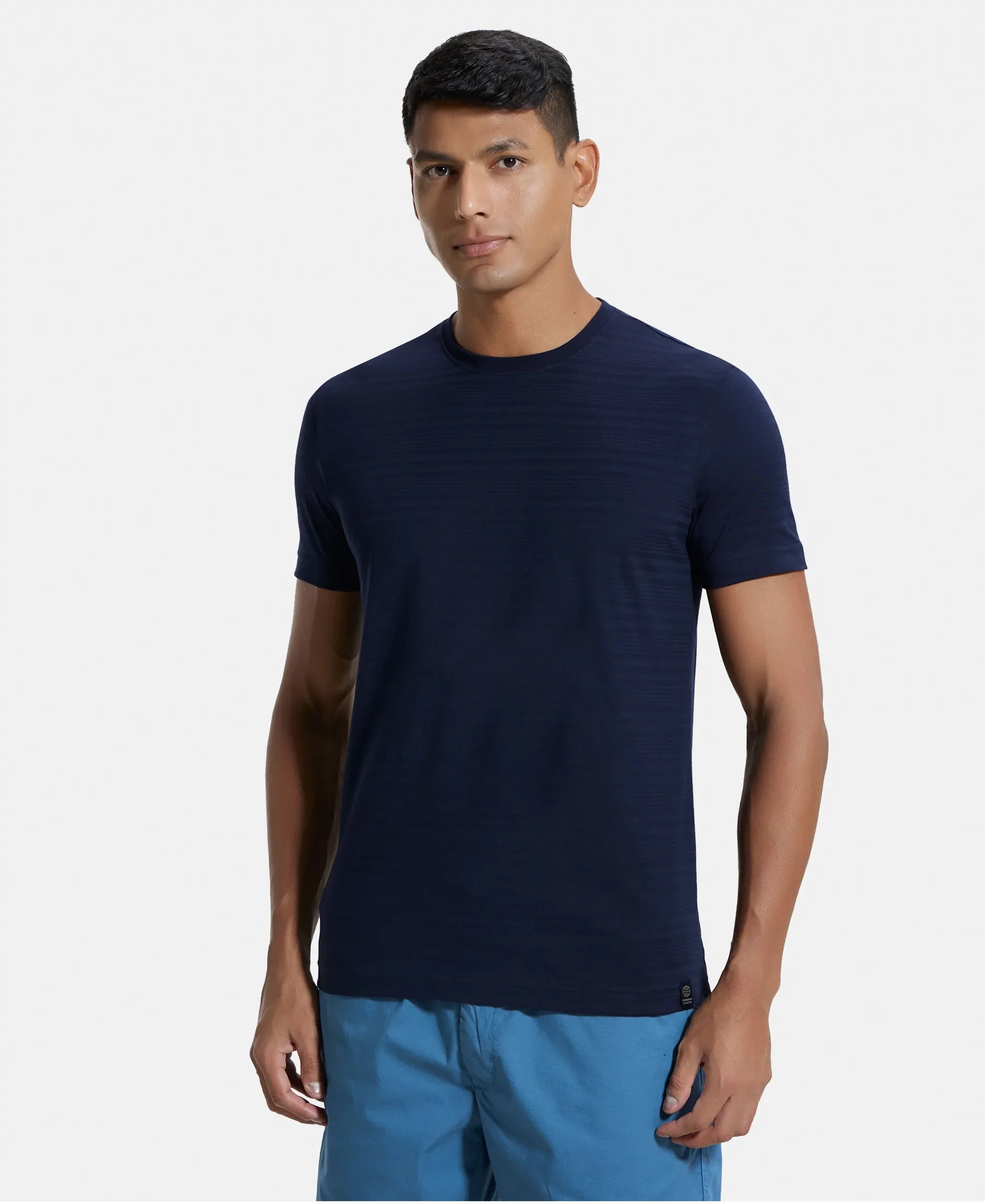 Super Combed Supima Cotton Round Neck Half Sleeve T-Shirt - True Navy