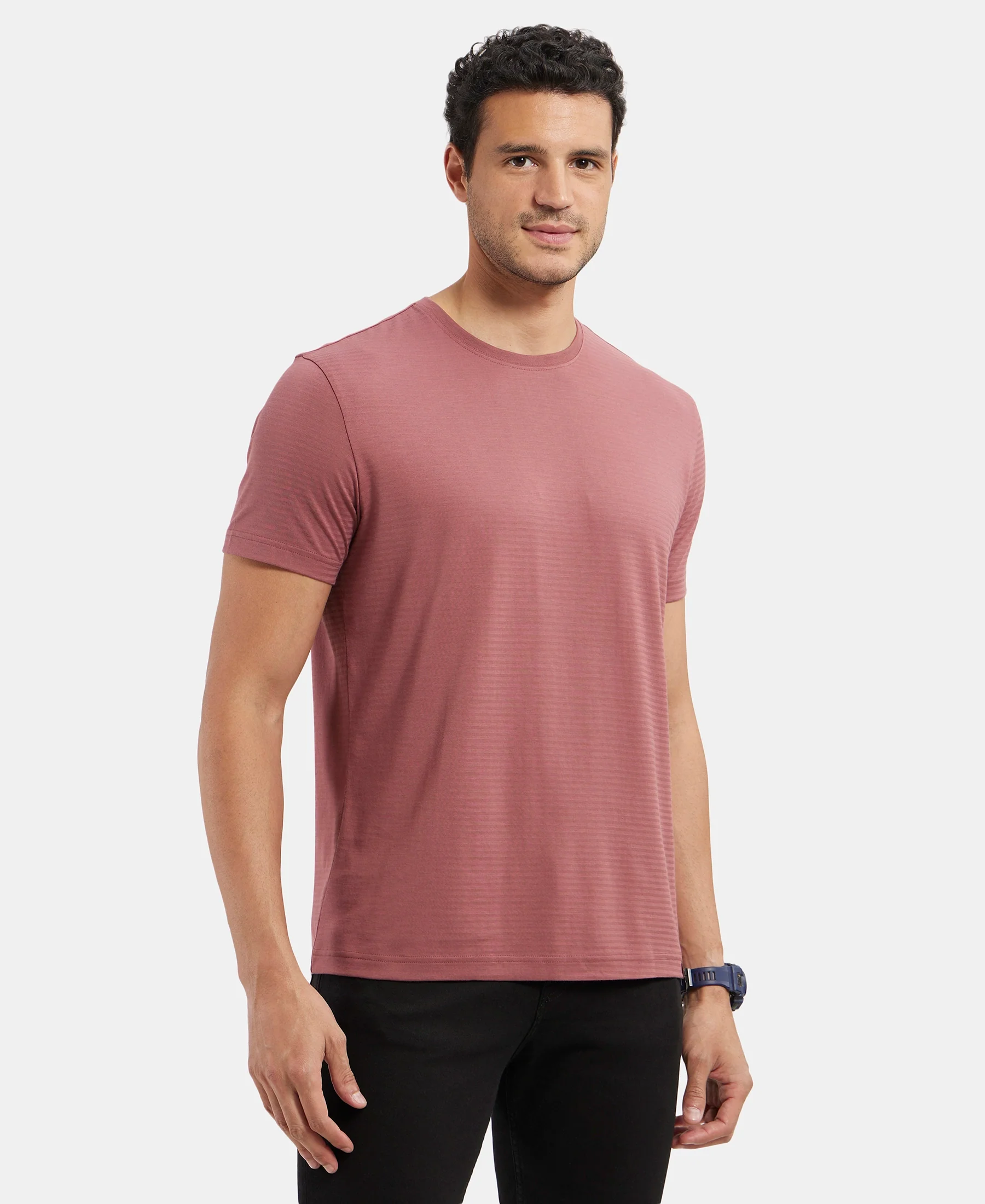 Super Combed Supima Cotton Round Neck Half Sleeve T-Shirt - Wild Ginger - Image 2