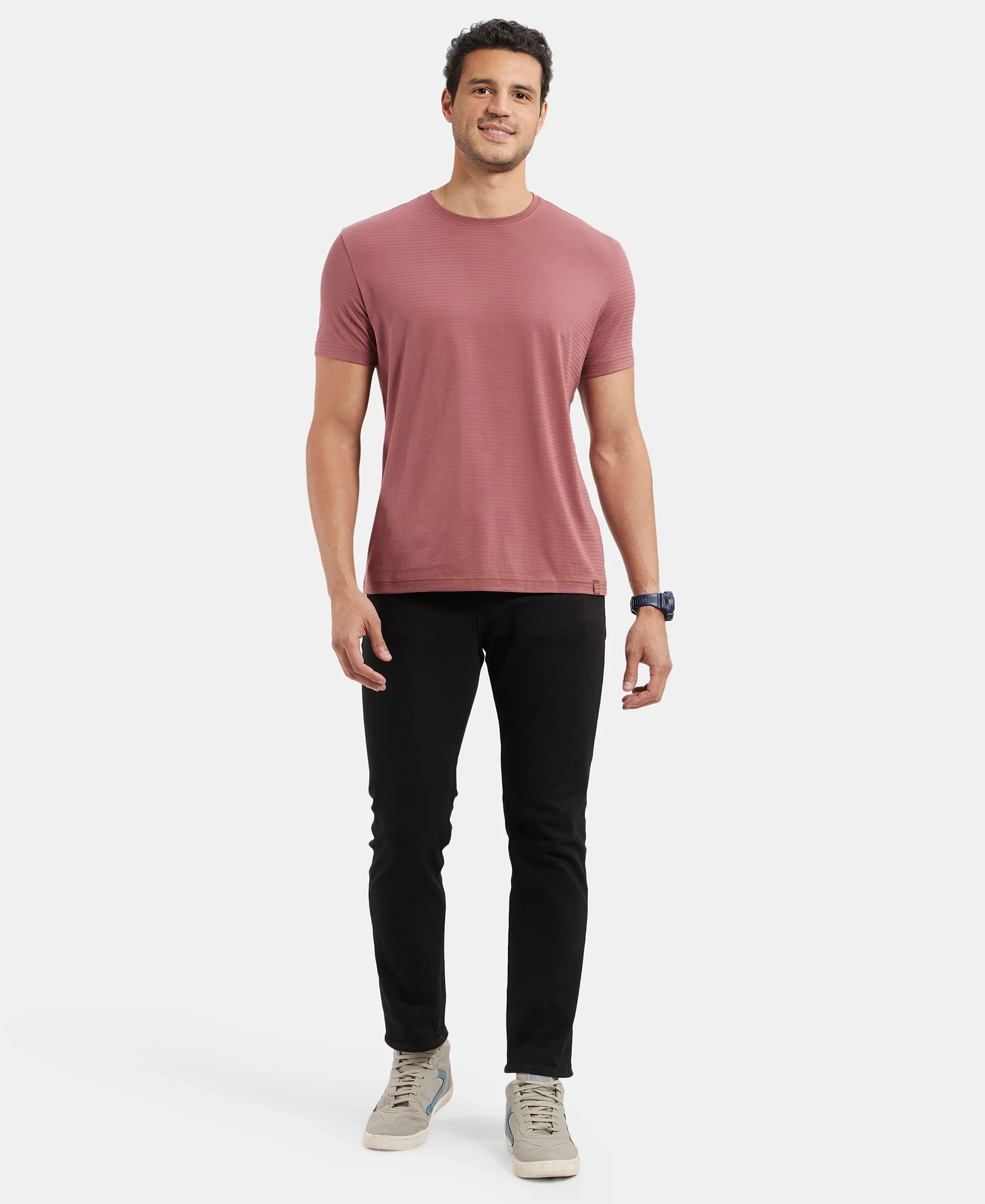 Super Combed Supima Cotton Round Neck Half Sleeve T-Shirt - Wild Ginger - Image 4