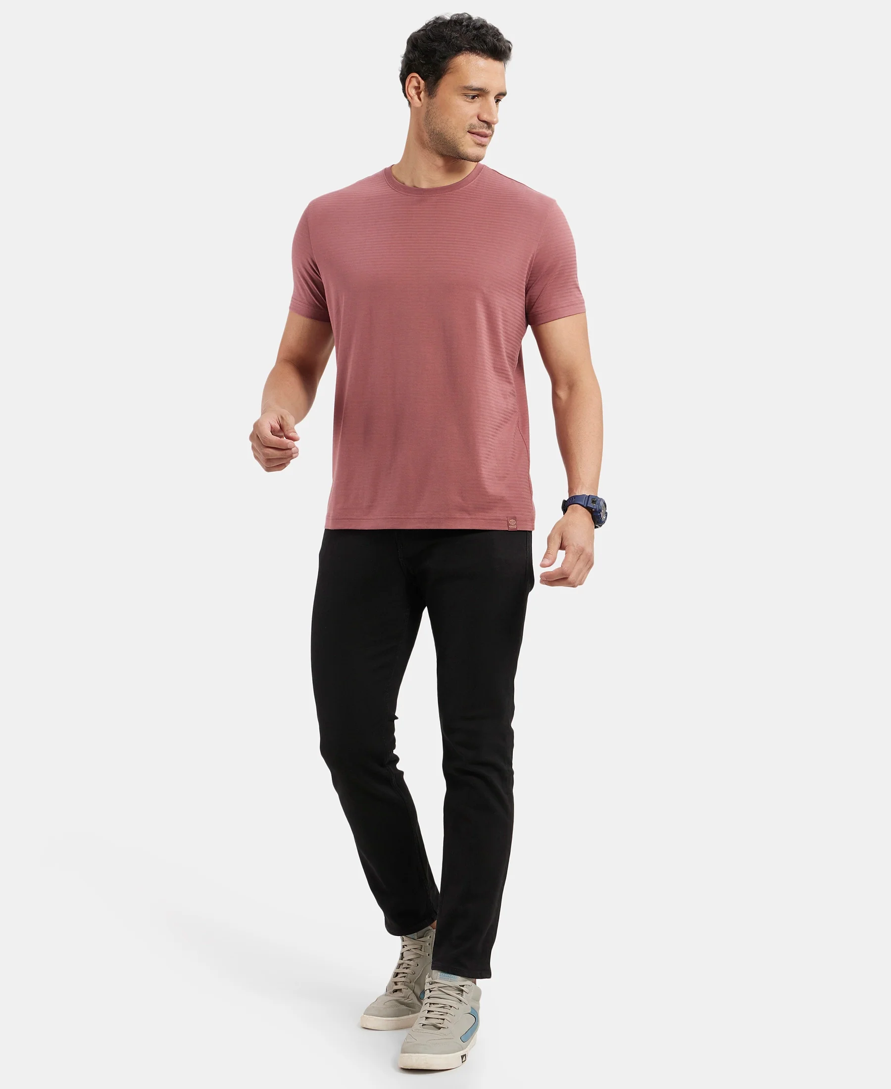 Super Combed Supima Cotton Round Neck Half Sleeve T-Shirt - Wild Ginger - Image 6