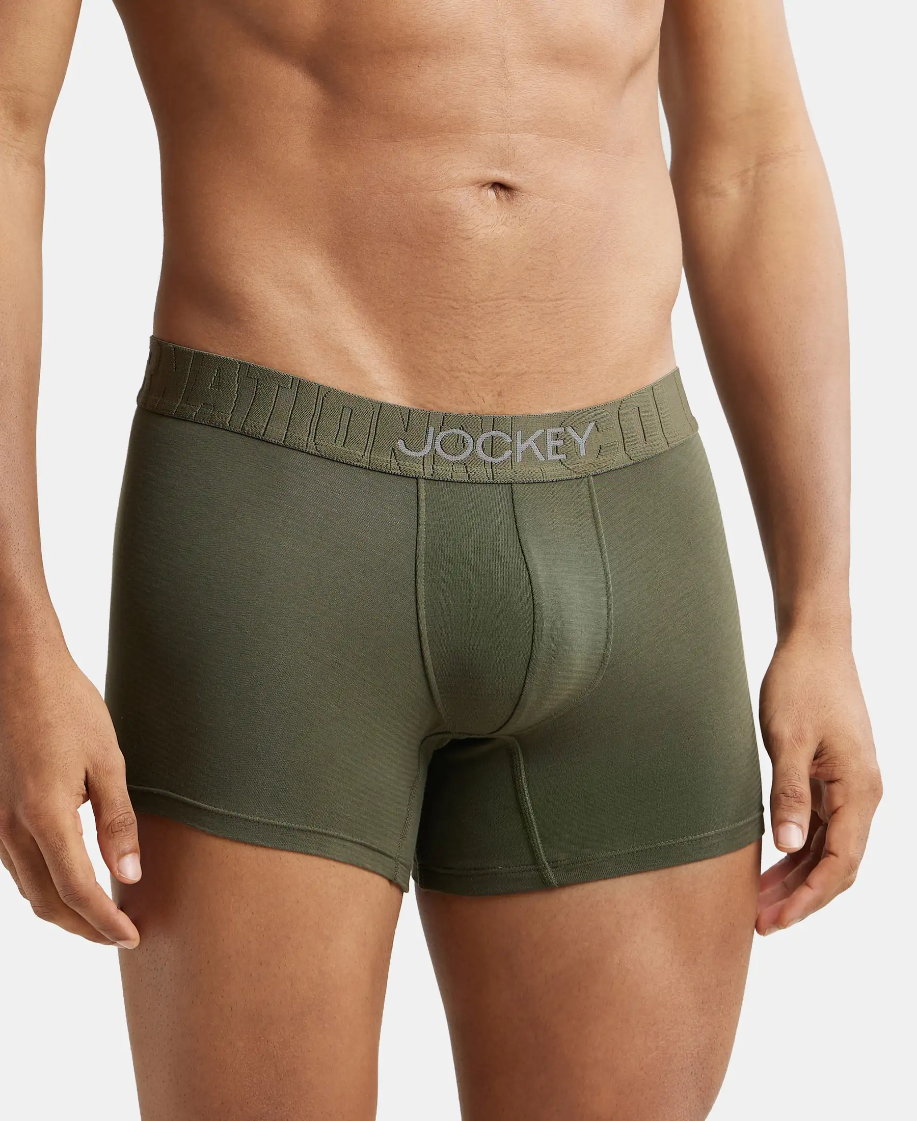 Supima Cotton Elastane Stretch Solid Trunk with Ultrasoft Waistband - Forest Night - Image 2