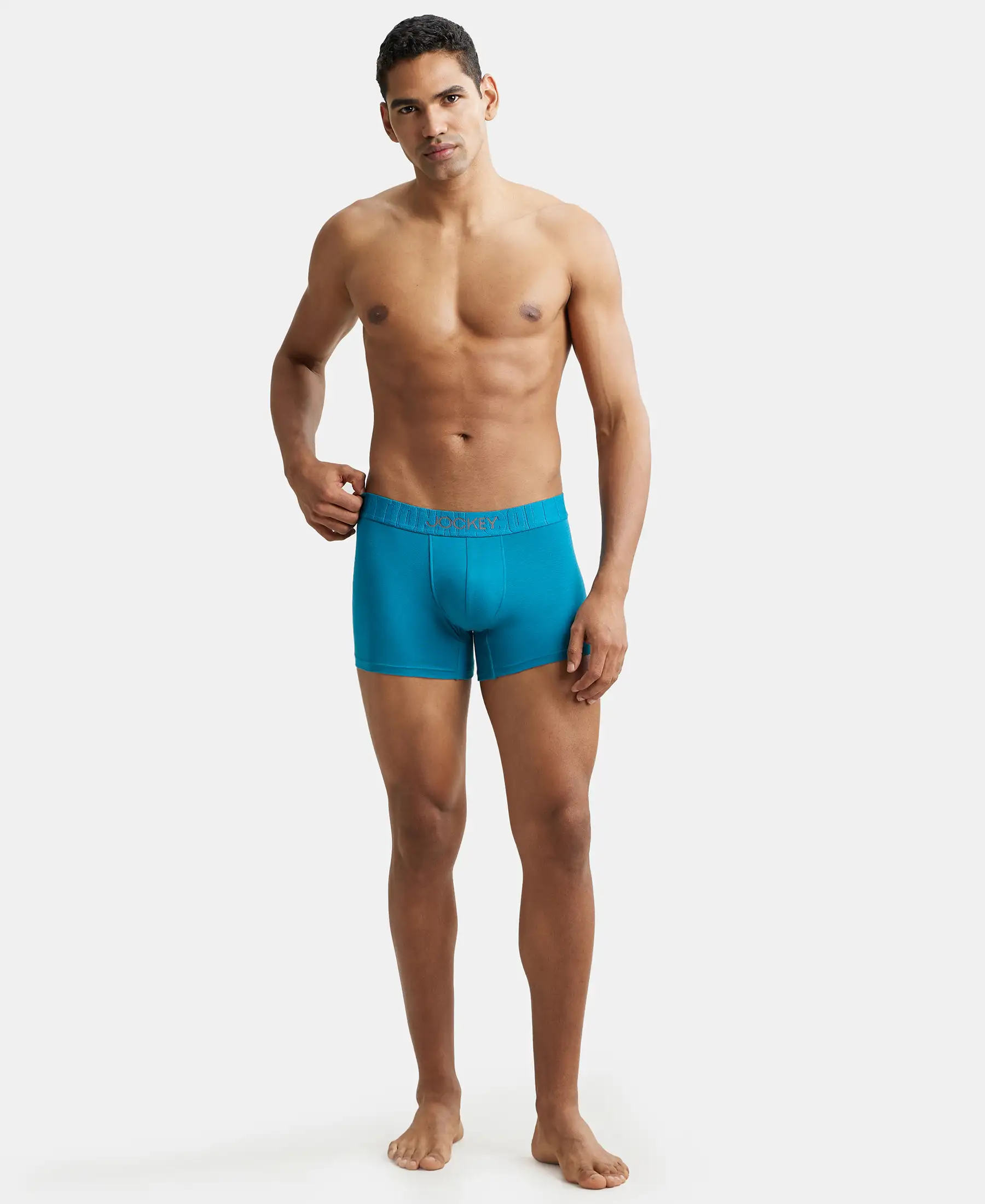 Supima Cotton Elastane Stretch Solid Trunk with Ultrasoft Waistband - Ocean Depth - Image 4