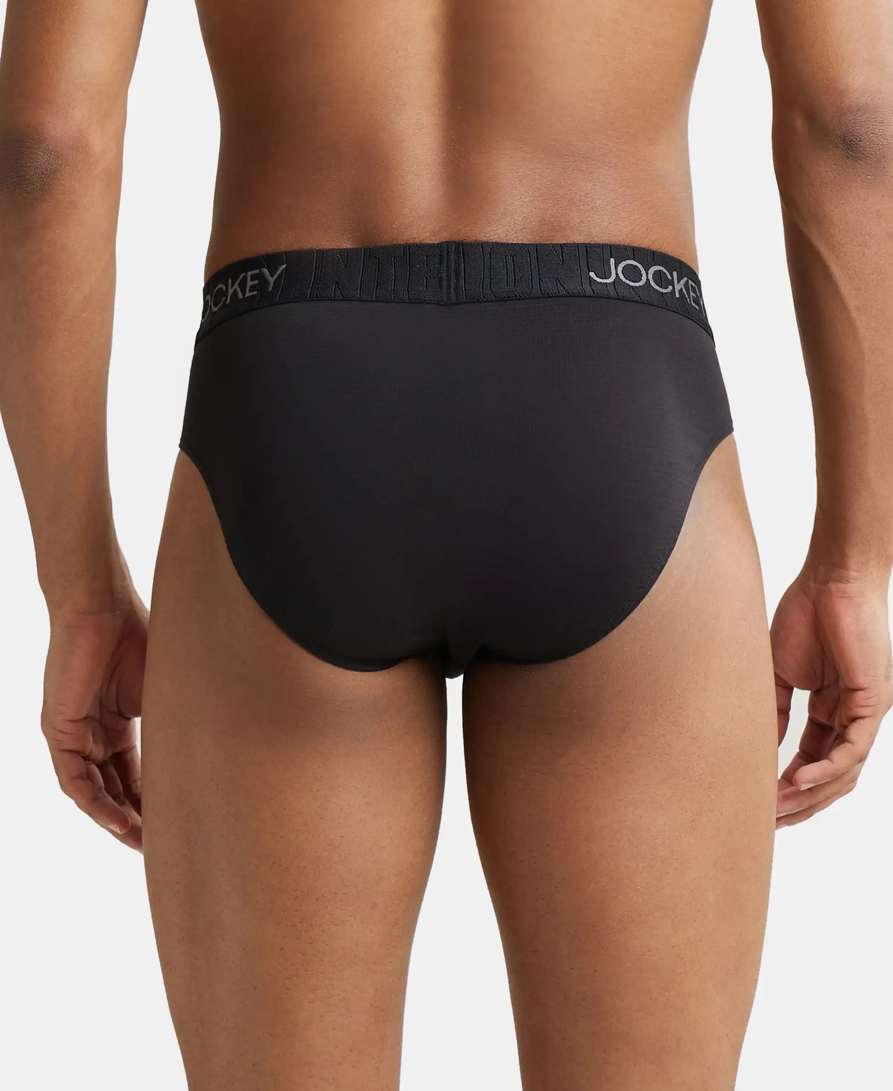 Supima Cotton Elastane Stretch Solid Brief with Ultrasoft Waistband - Black - Image 3