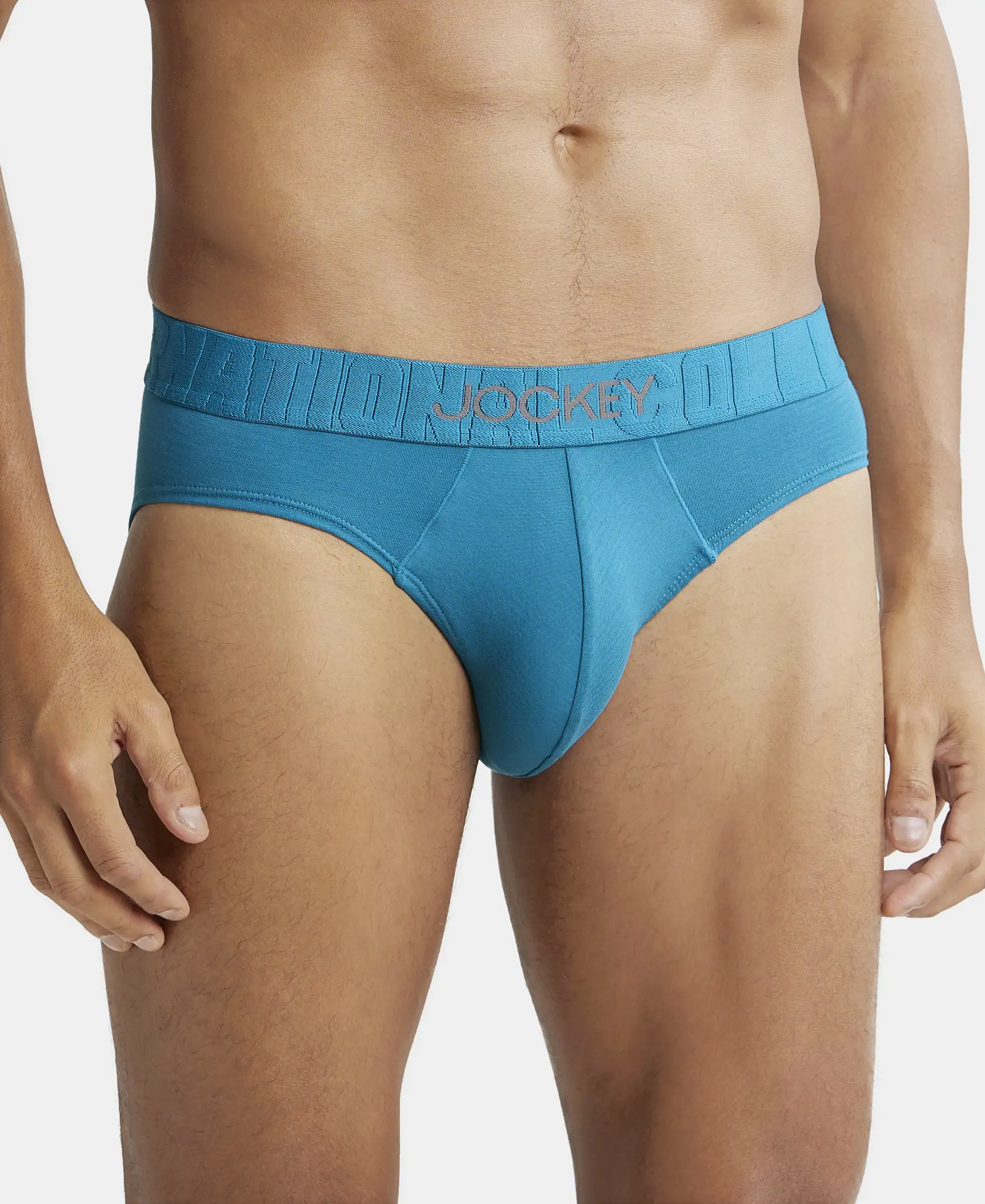 Supima Cotton Elastane Stretch Solid Brief with Ultrasoft Waistband - Ocean Depth - Image 2