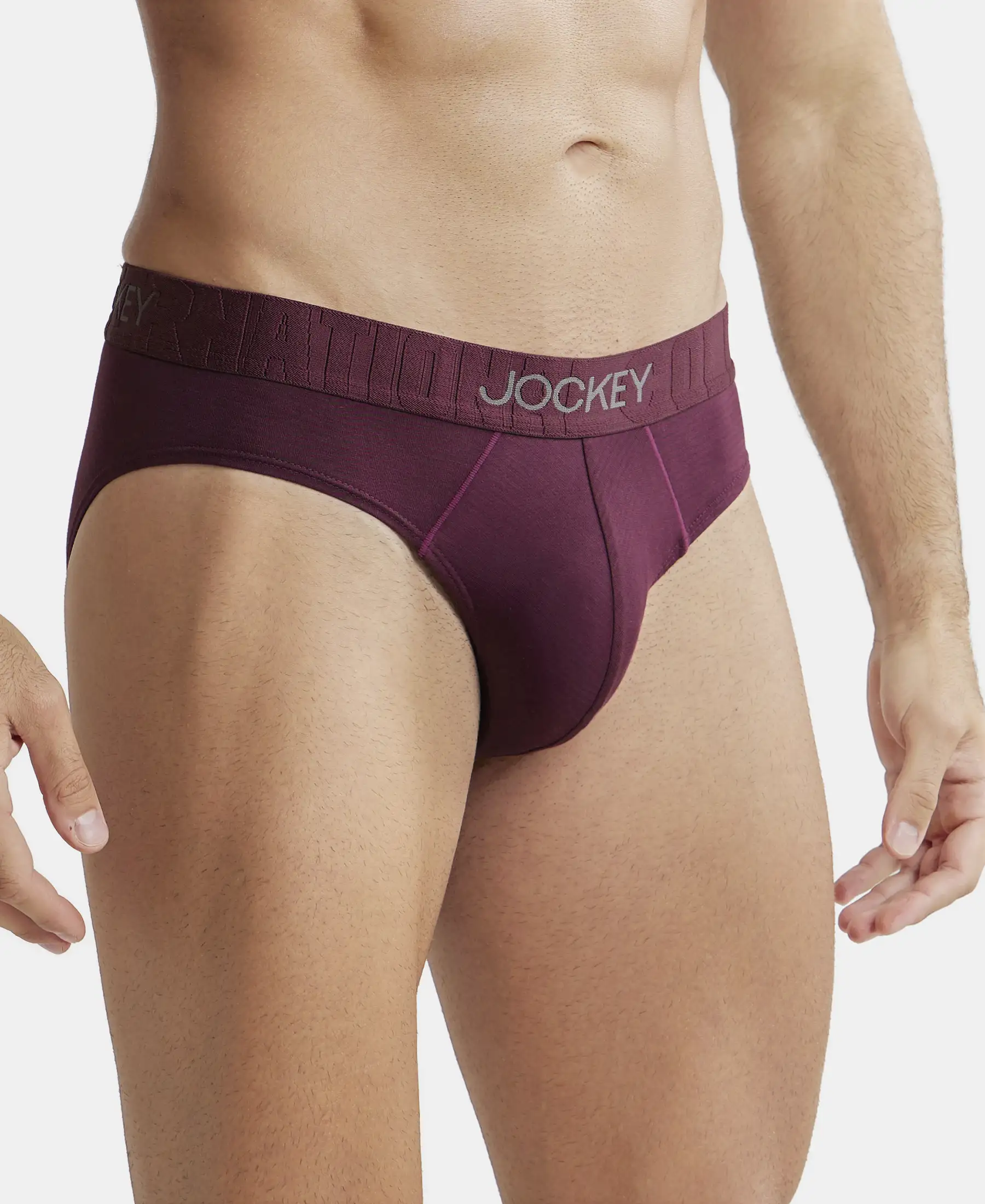 Supima Cotton Elastane Stretch Solid Brief with Ultrasoft Waistband - Wine Tasting - Image 2