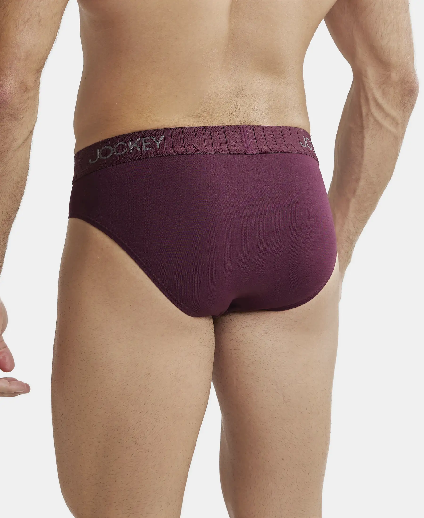 Supima Cotton Elastane Stretch Solid Brief with Ultrasoft Waistband - Wine Tasting - Image 3