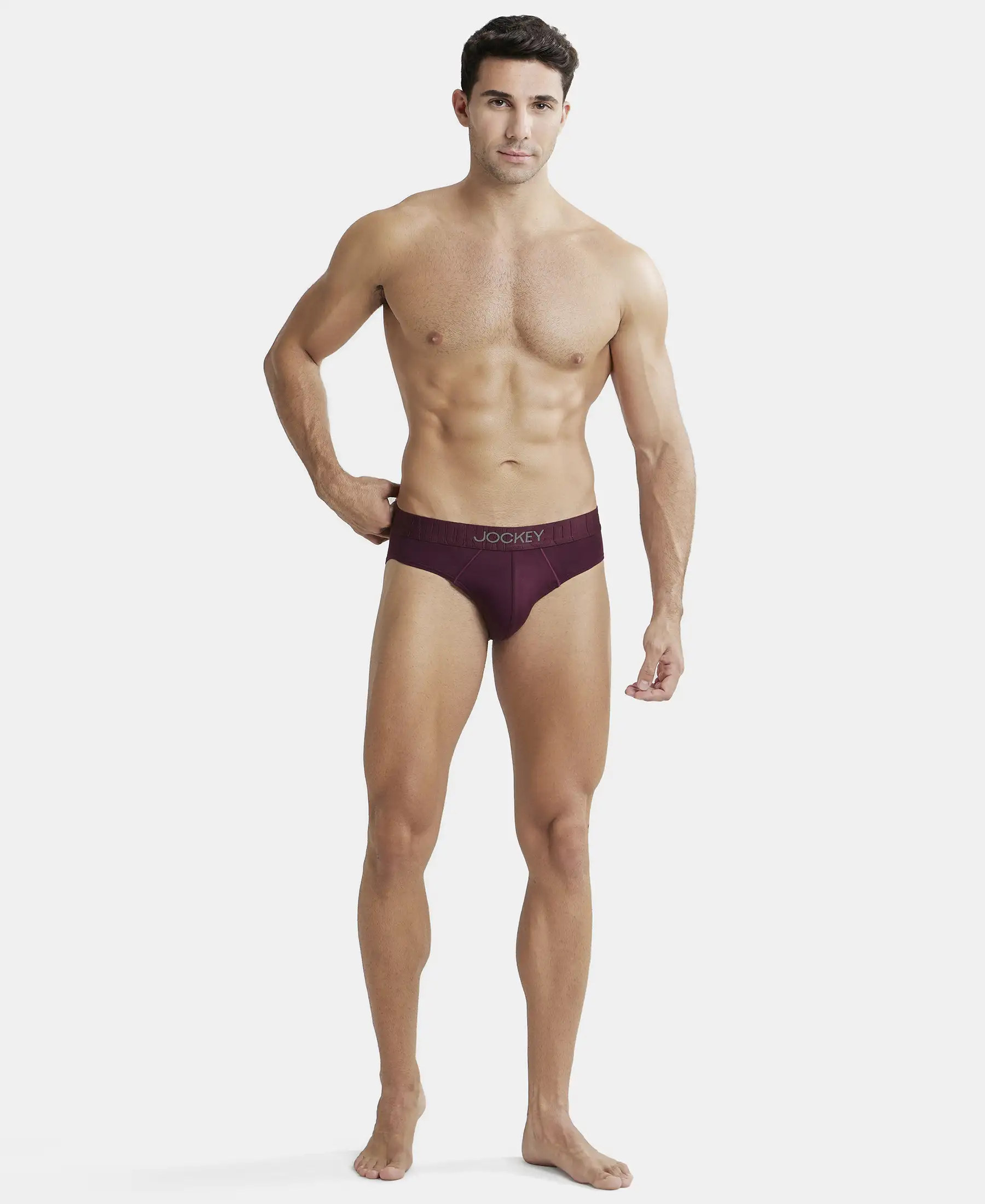 Supima Cotton Elastane Stretch Solid Brief with Ultrasoft Waistband - Wine Tasting - Image 4