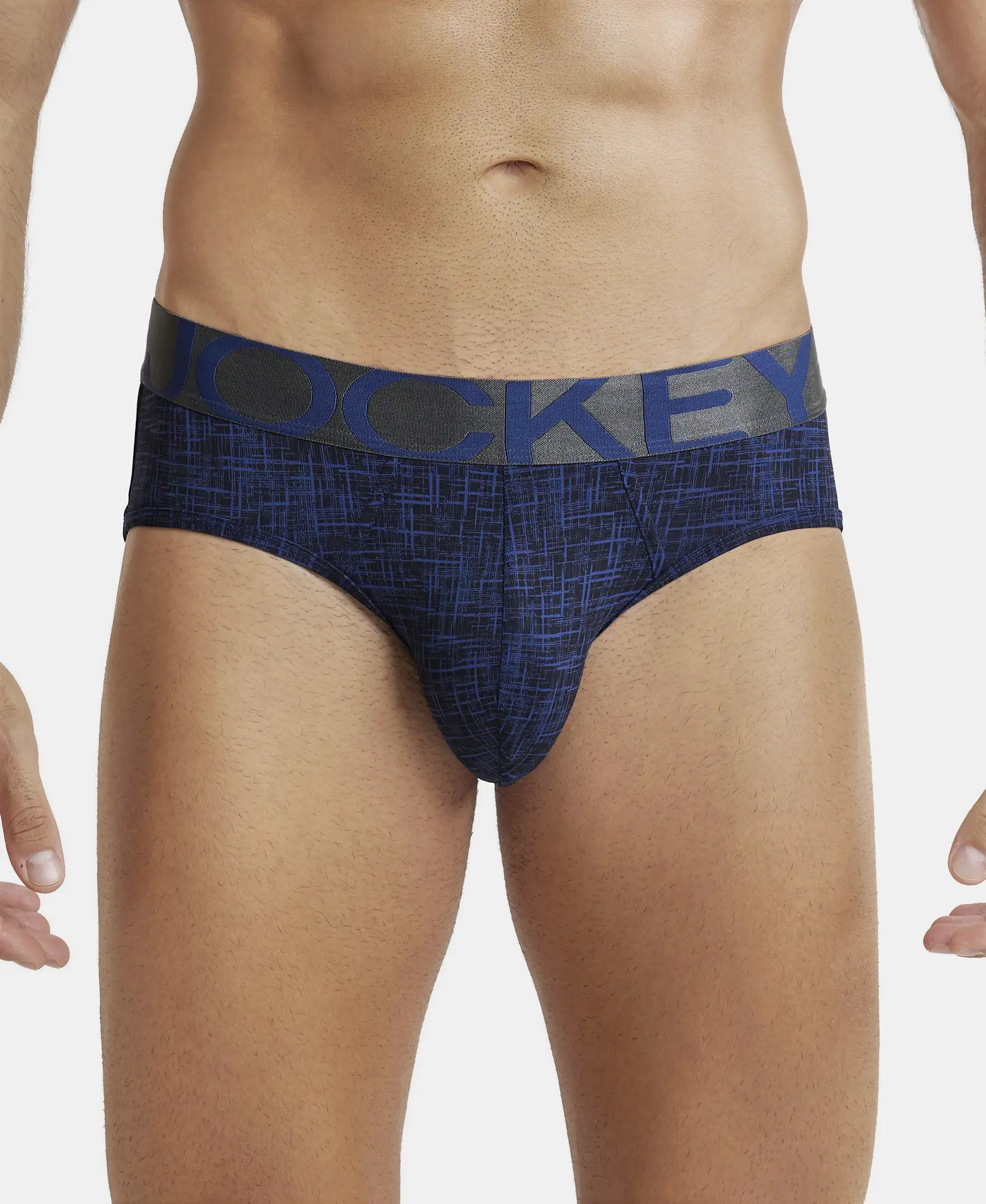 Tactel Microfiber Elastane Stretch Printed Brief with Moisture Move Properties - Rich Royal Blue