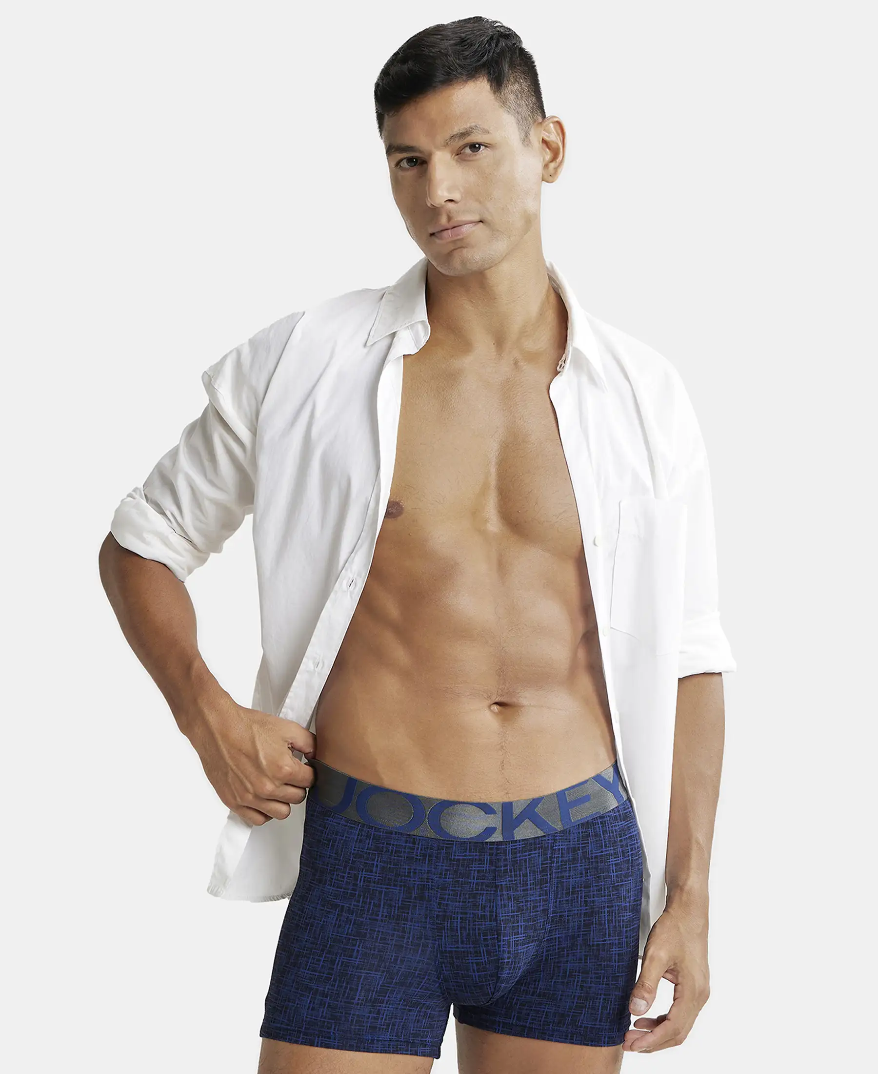 Tactel Microfiber Elastane Stretch Printed Trunk with Moisture Move Properties - Rich Royal Blue Printed - Image 5