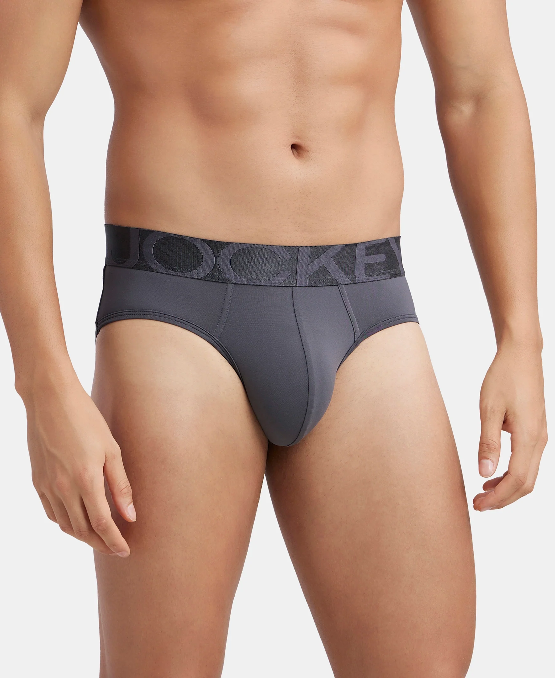 Tactel Microfiber Elastane Stretch Solid Brief with Moisture Move Properties - Ebony & Navy (Pack of 2) - Image 4