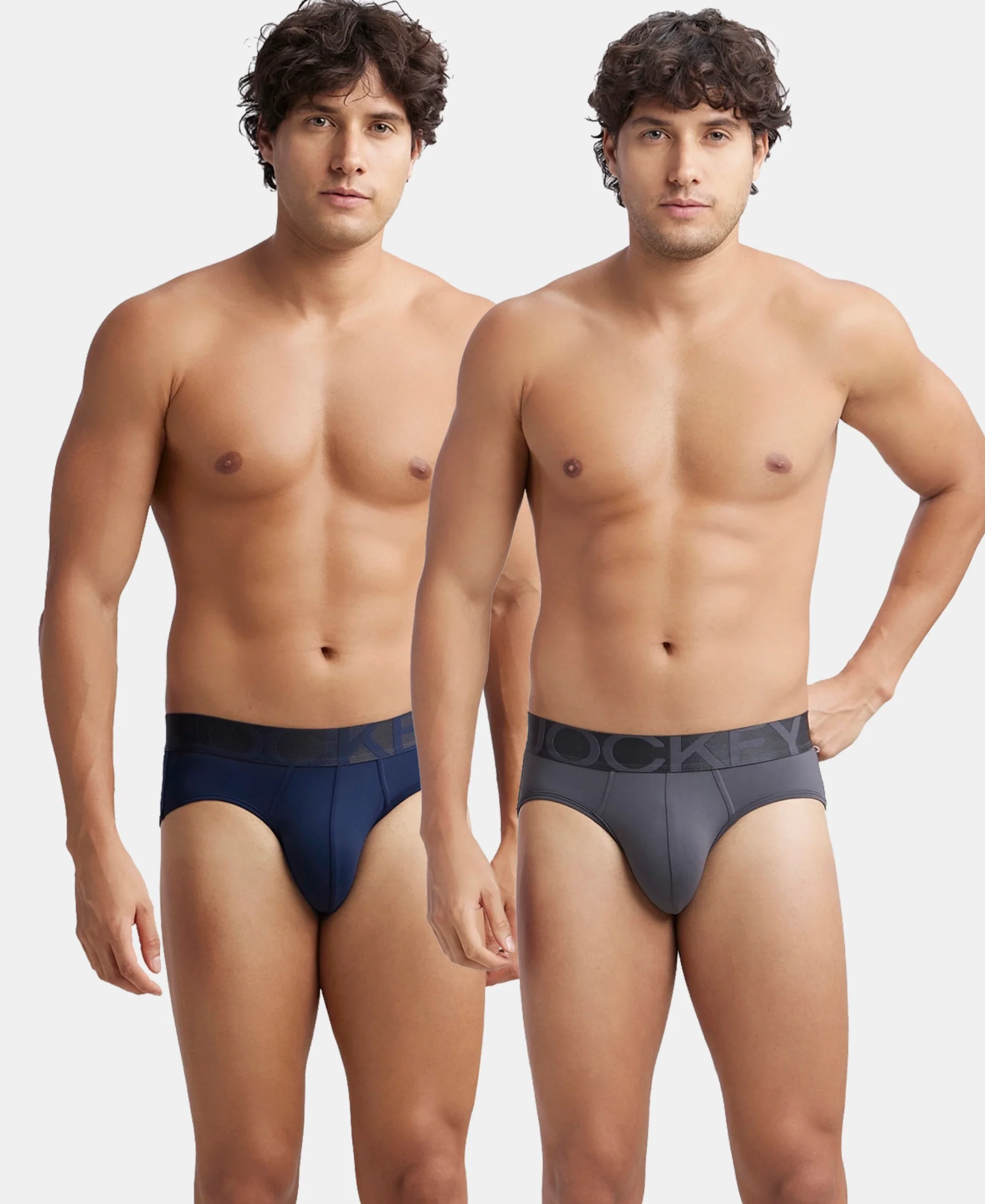 Tactel Microfiber Elastane Stretch Solid Brief with Moisture Move Properties - Ebony & Navy (Pack of 2) - Image 5