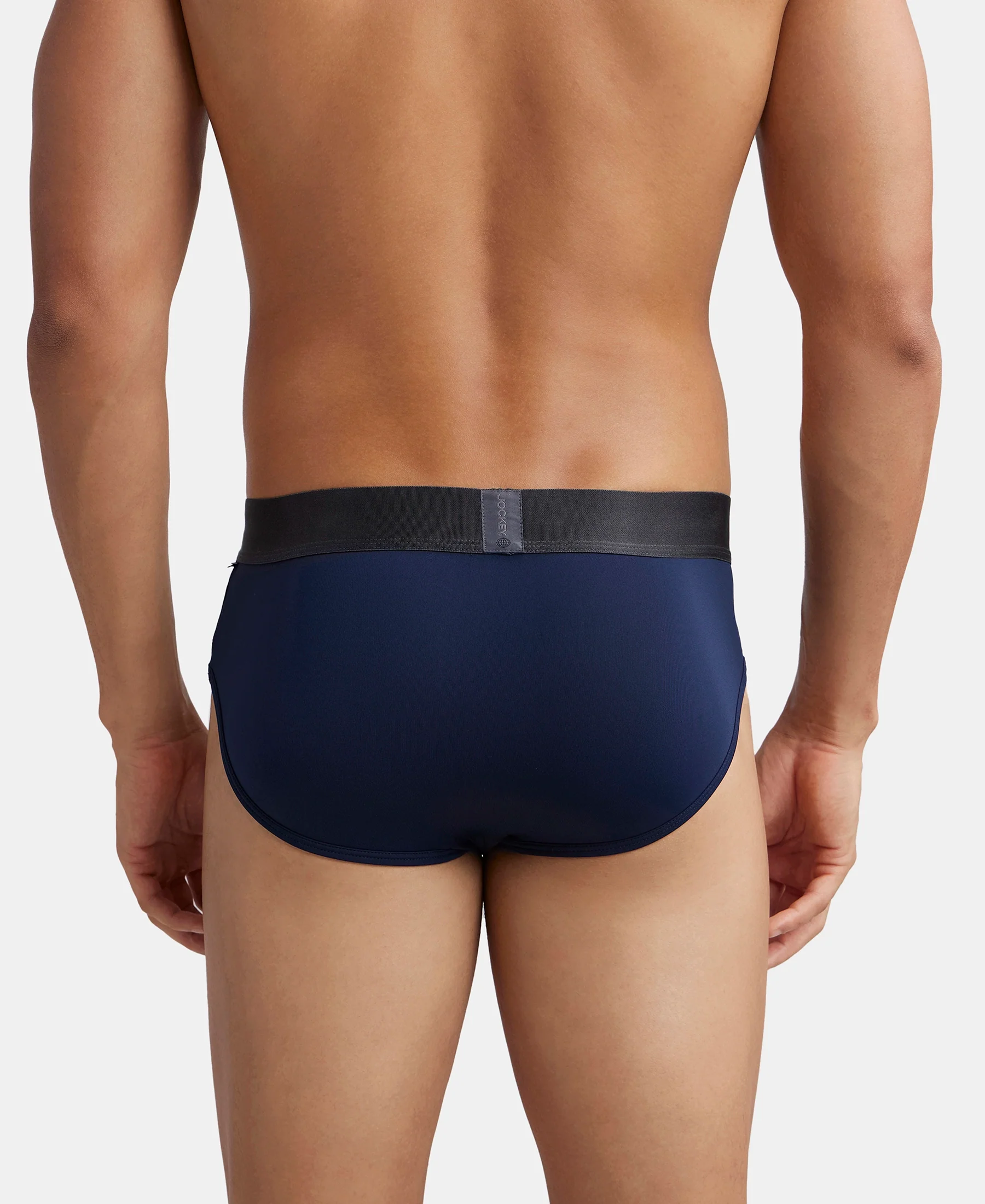 Tactel Microfiber Elastane Stretch Solid Brief with Moisture Move Properties - Ebony & Navy (Pack of 2) - Image 8