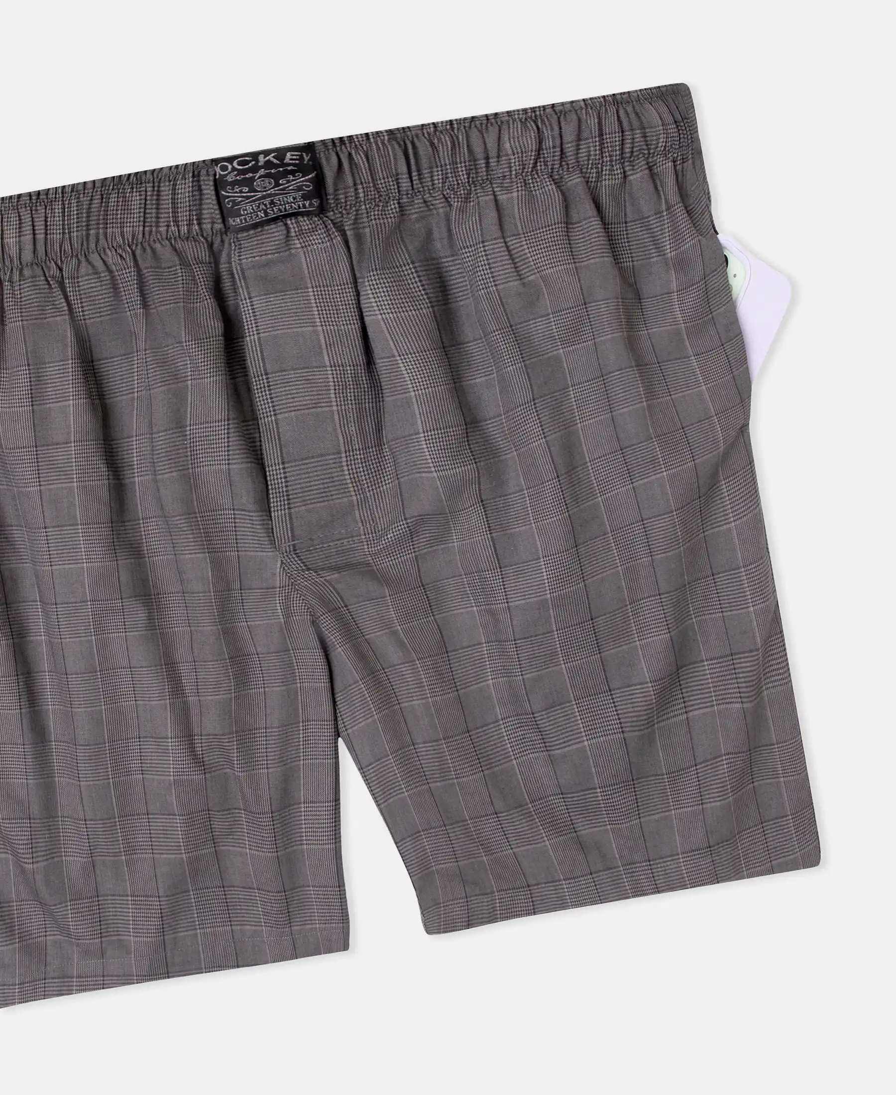 Tencel Lyocell Cotton Checkered Boxer Shorts with Side Pockets - Graphite - Image 9