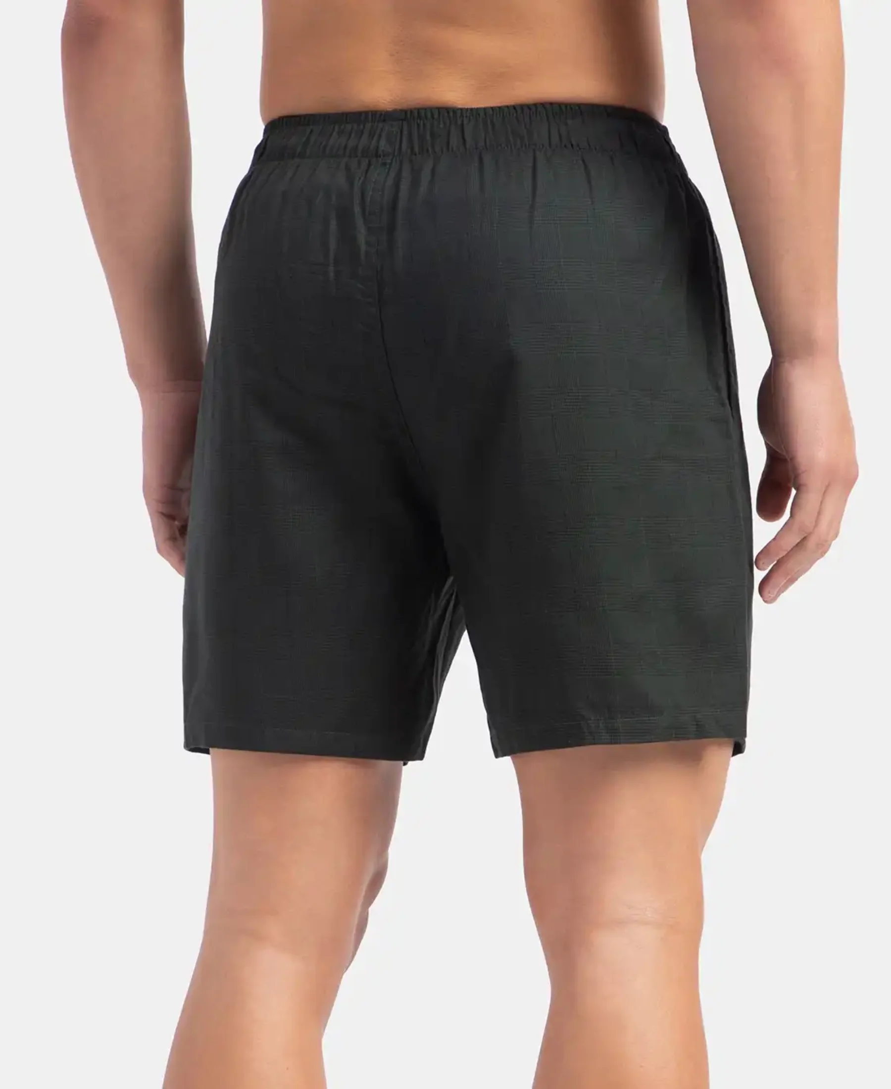 Tencel Lyocell Cotton Checkered Boxer Shorts with Side Pockets - Scarab - Image 3