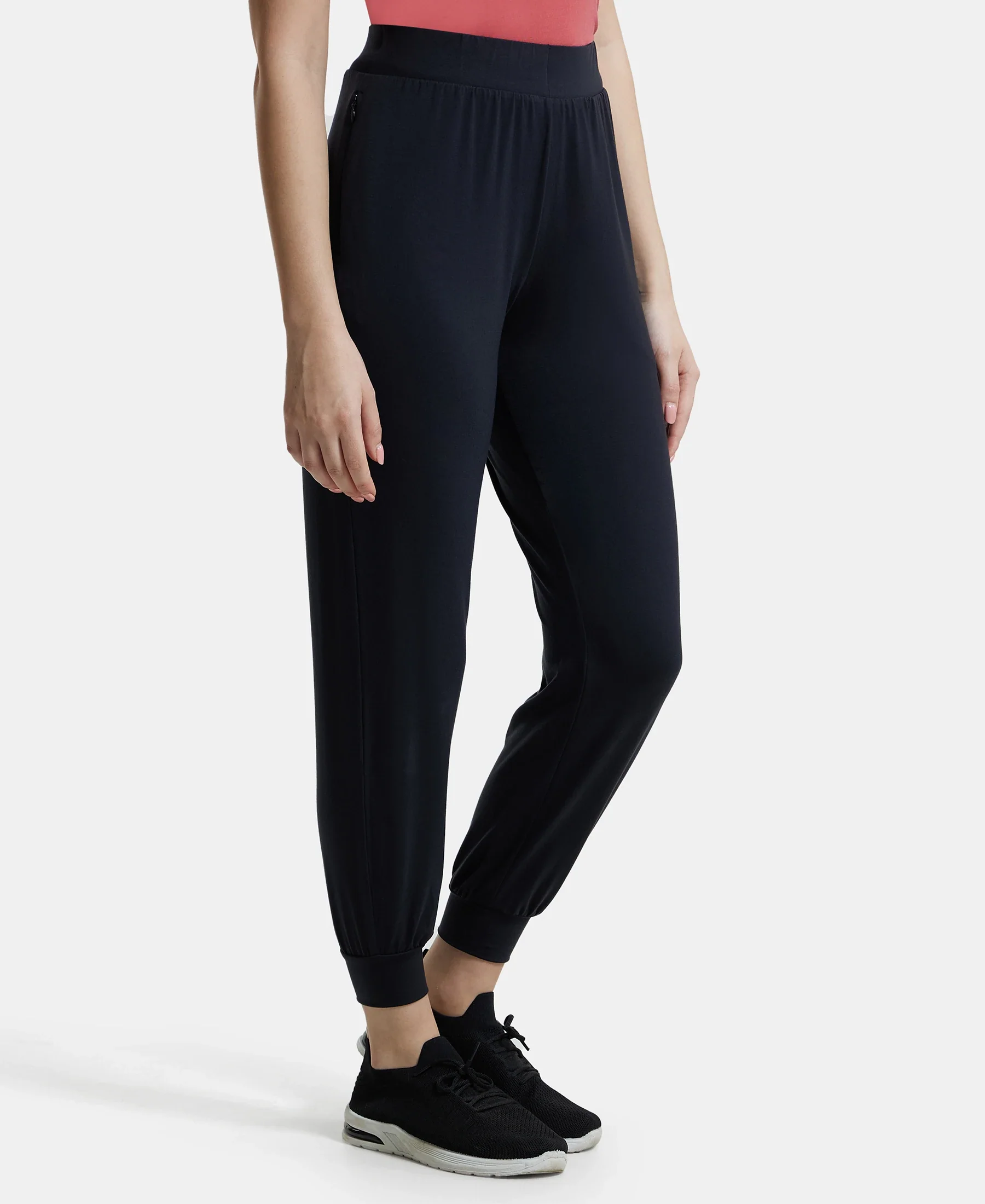 Tencel Lyocell Elastane Stretch Relaxed Fit Yoga Pants - Black - Image 2