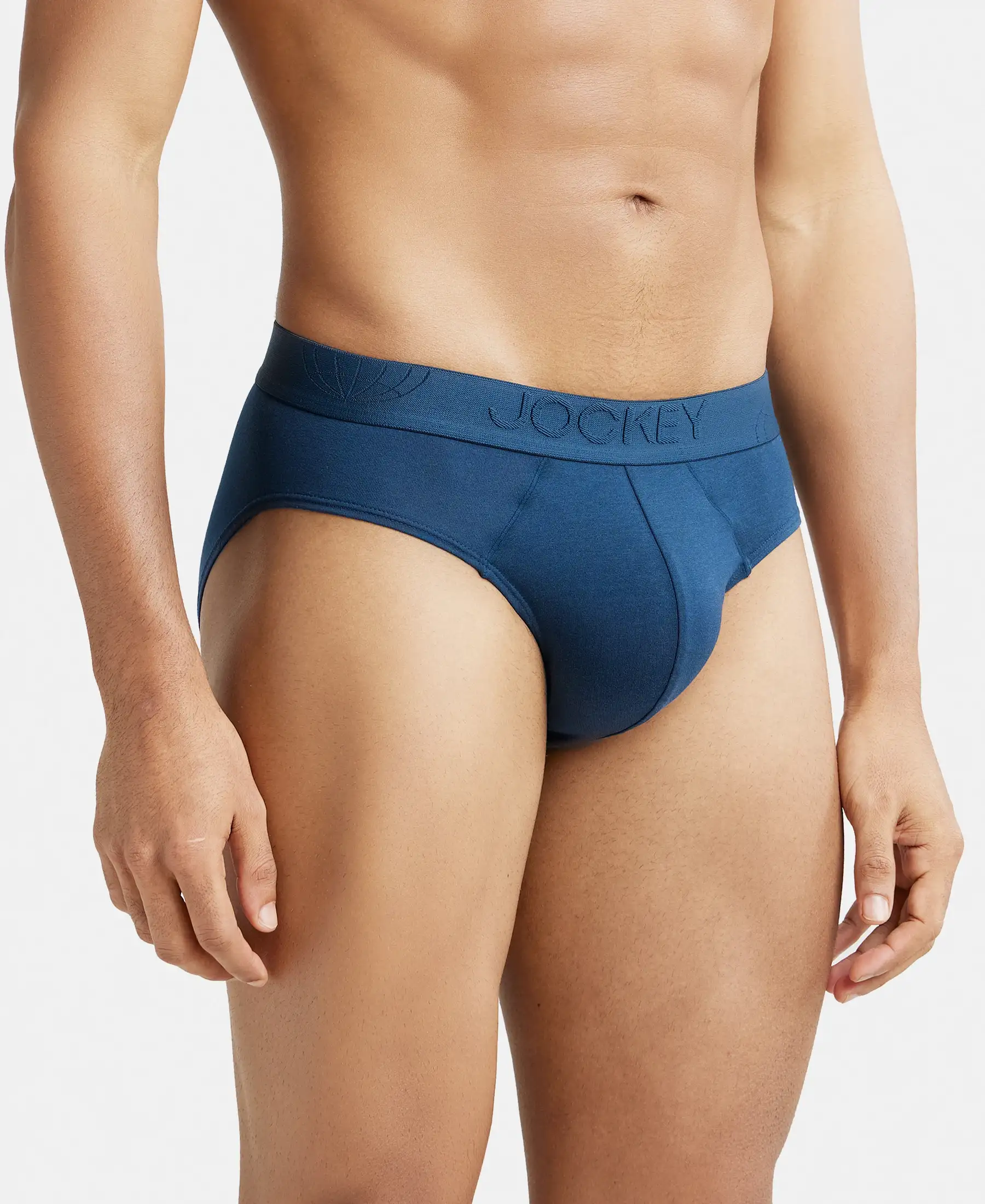 Tencel Micro Modal Cotton Elastane Stretch Solid Brief with Natural StayFresh Properties - Petrol - Image 2