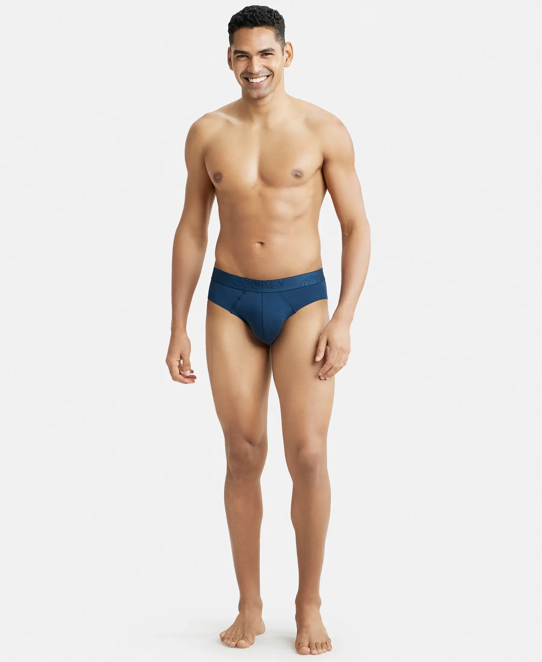 Tencel Micro Modal Cotton Elastane Stretch Solid Brief with Natural StayFresh Properties - Petrol - Image 4