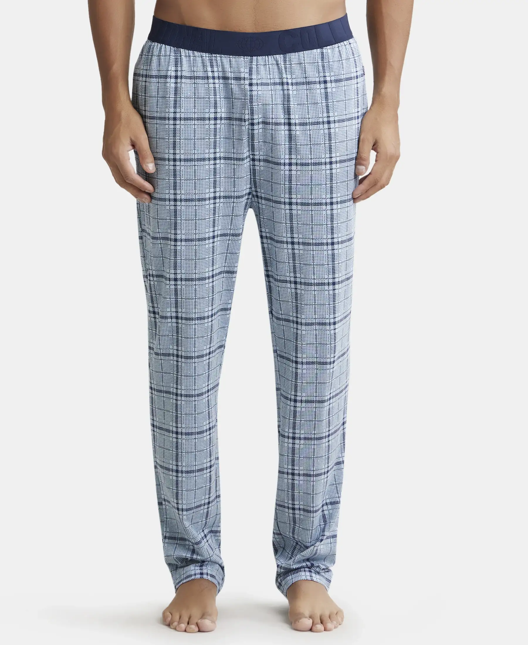 Tencel Micro Modal Cotton Elastane Stretch Regular Fit Pyjama with Side Pockets - Light Blue