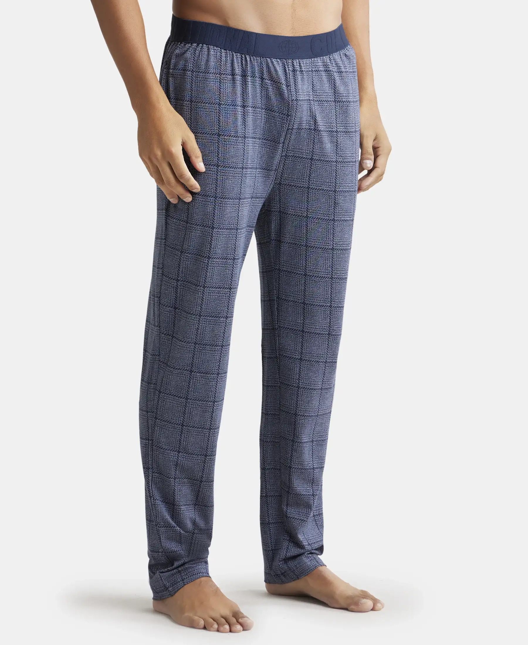 Tencel Micro Modal Cotton Elastane Stretch Regular Fit Pyjama with Side Pockets - Mid Blue - Image 2