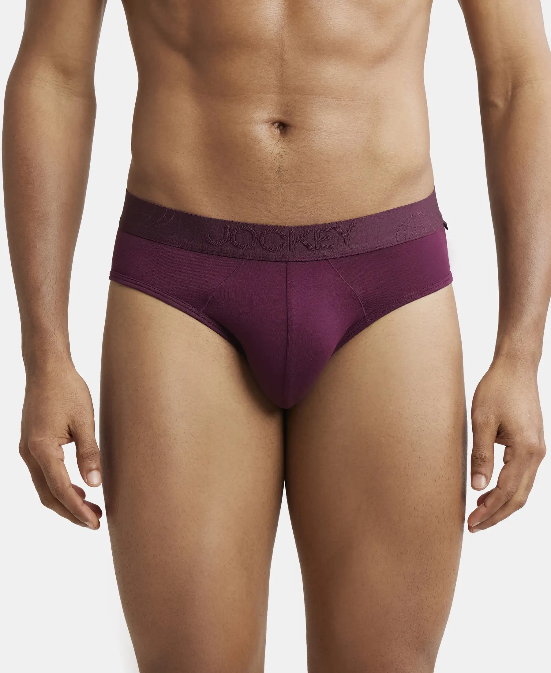 Tencel Micro Modal Cotton Elastane Stretch Solid Brief with Natural StayFresh Properties - Wine Tasting