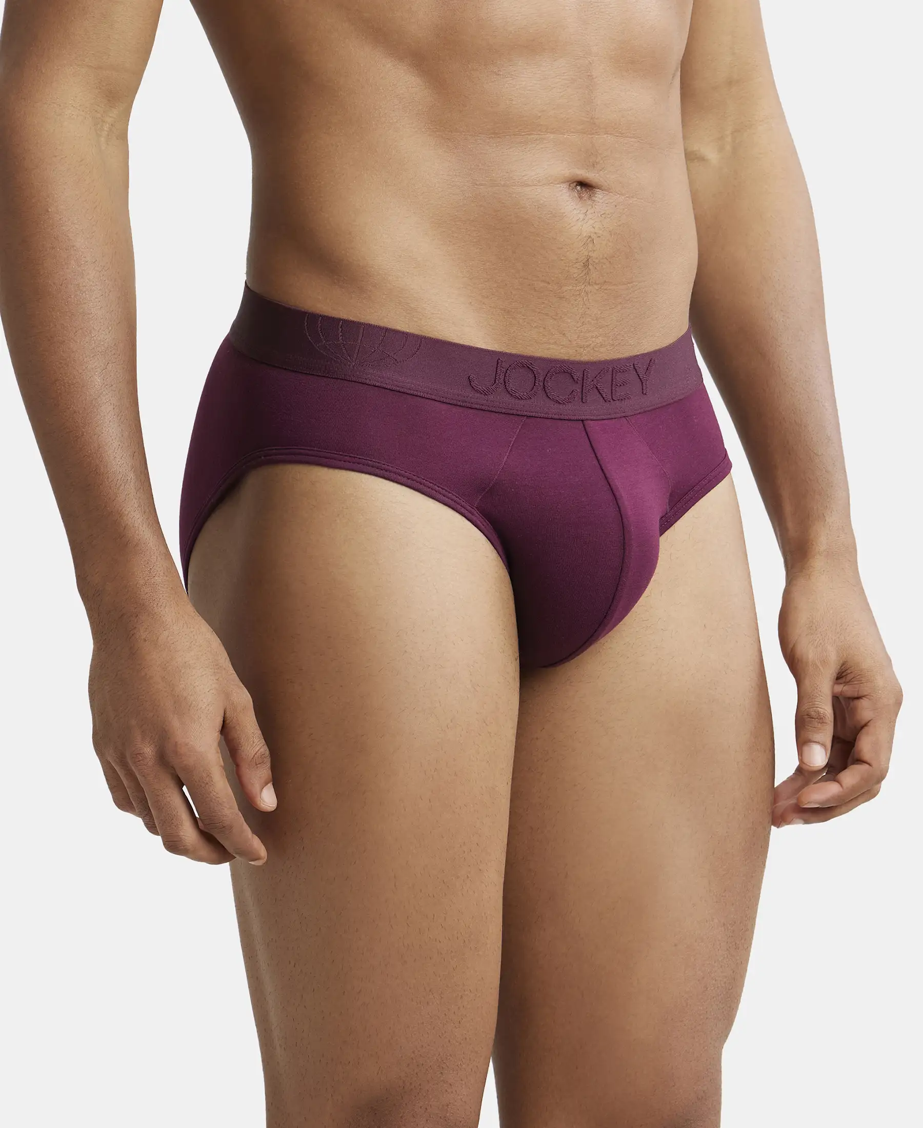 Tencel Micro Modal Cotton Elastane Stretch Solid Brief with Natural StayFresh Properties - Wine Tasting - Image 2
