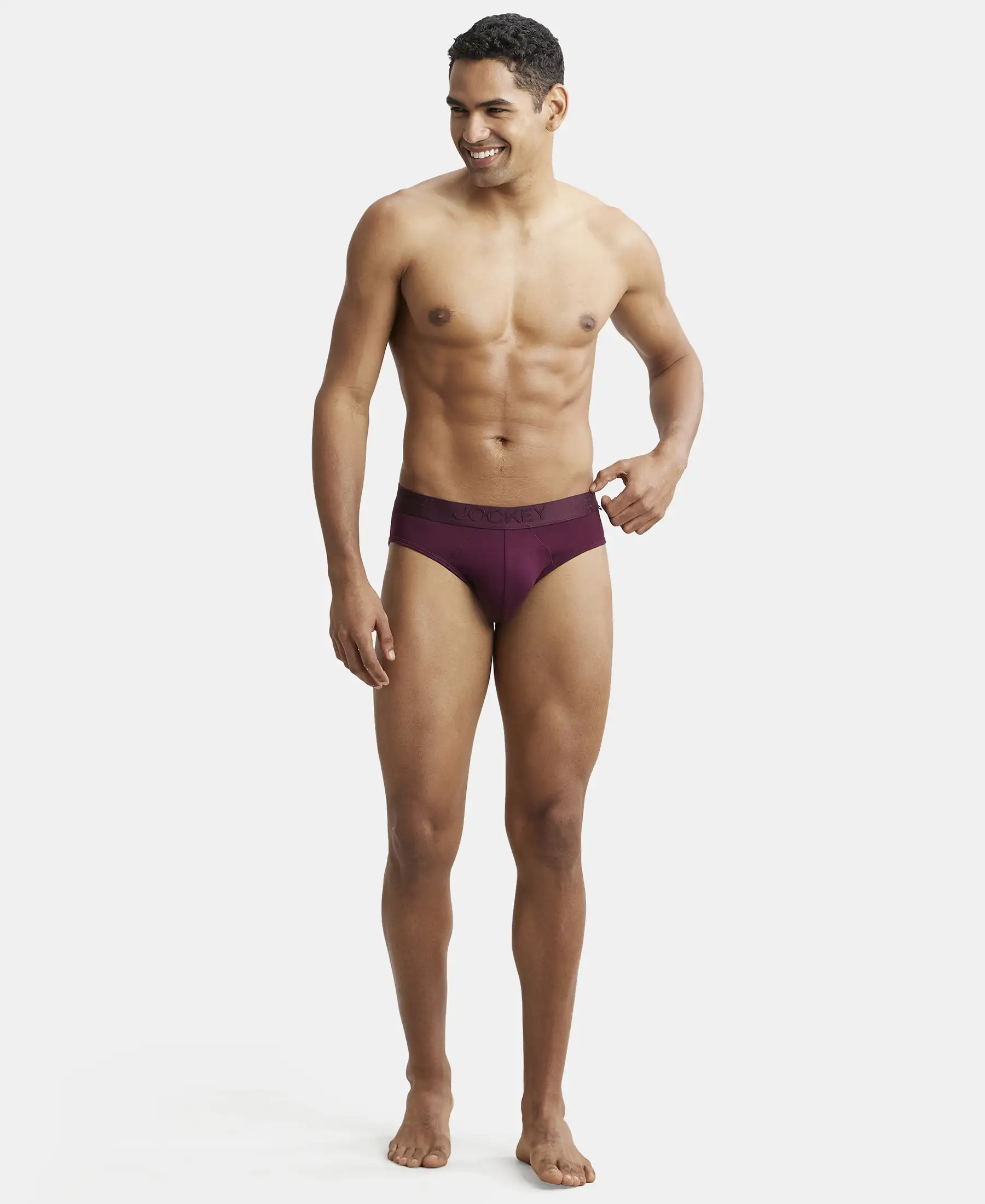 Tencel Micro Modal Cotton Elastane Stretch Solid Brief with Natural StayFresh Properties - Wine Tasting - Image 4
