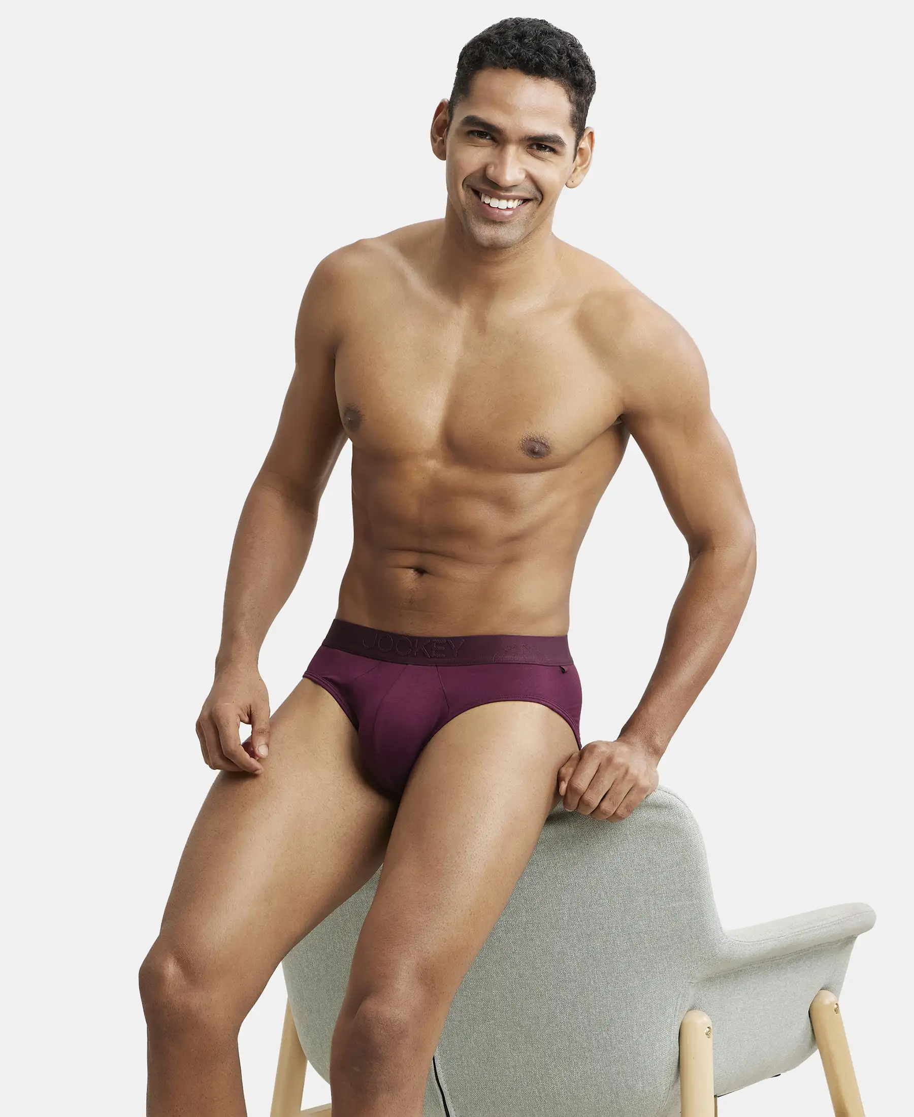Tencel Micro Modal Cotton Elastane Stretch Solid Brief with Natural StayFresh Properties - Wine Tasting - Image 5