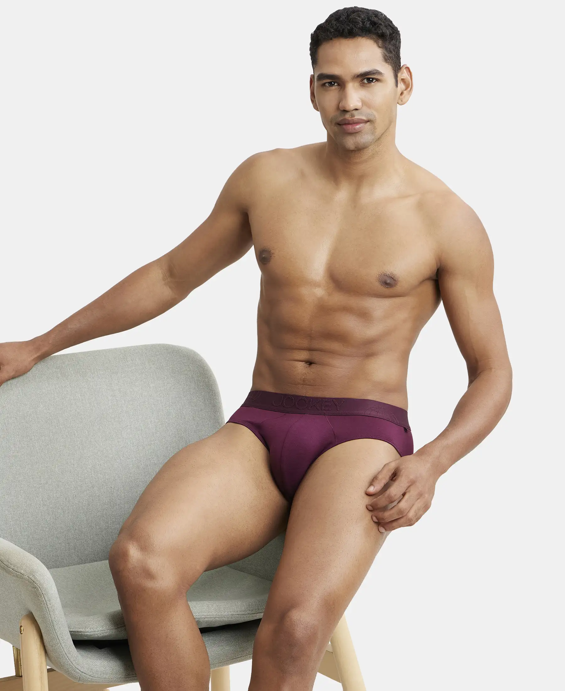 Tencel Micro Modal Cotton Elastane Stretch Solid Brief with Natural StayFresh Properties - Wine Tasting - Image 6
