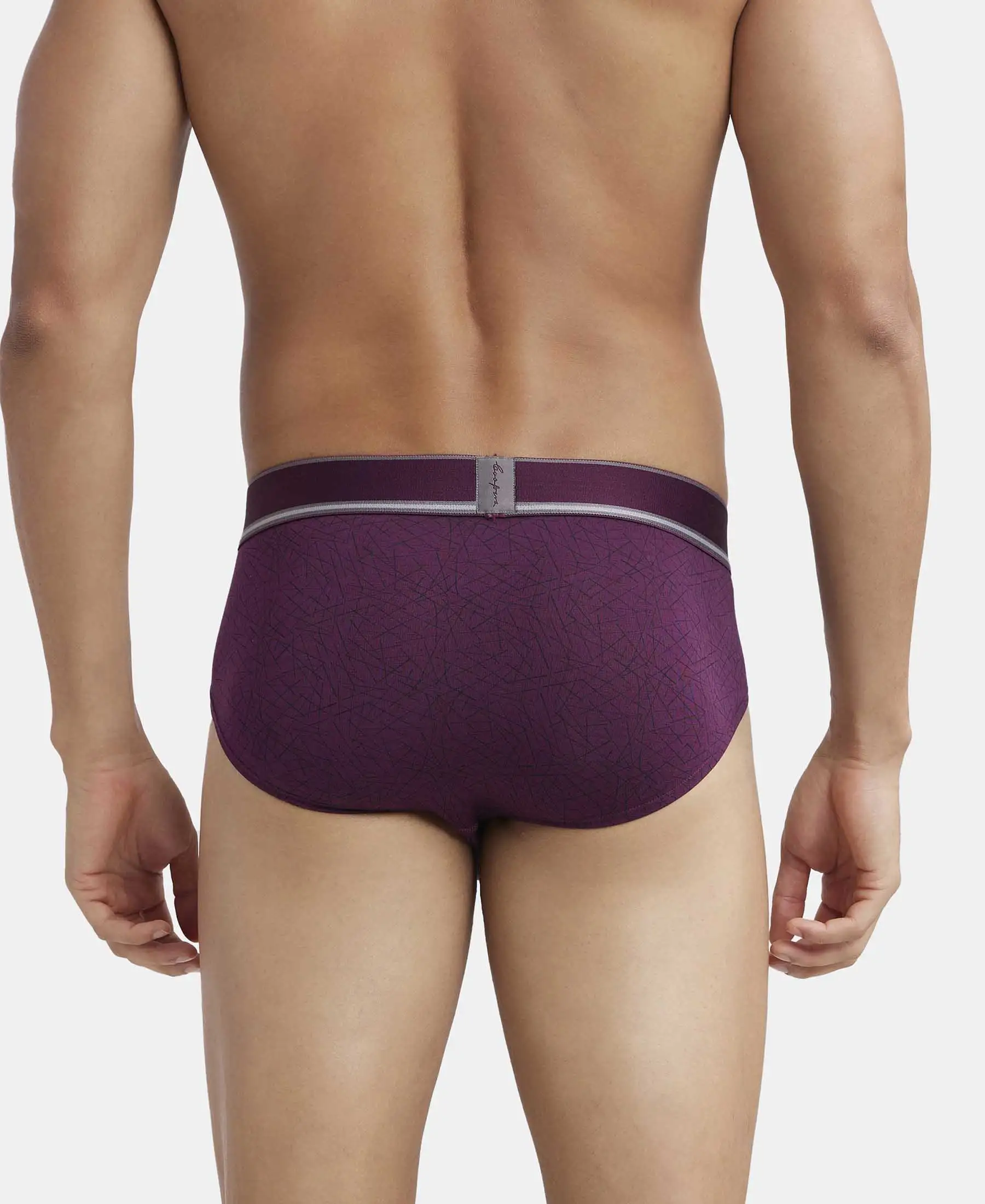 Tencel Micro Modal Elastane Stretch Printed Brief with Natural StayFresh Properties - Potent Purple - Image 3