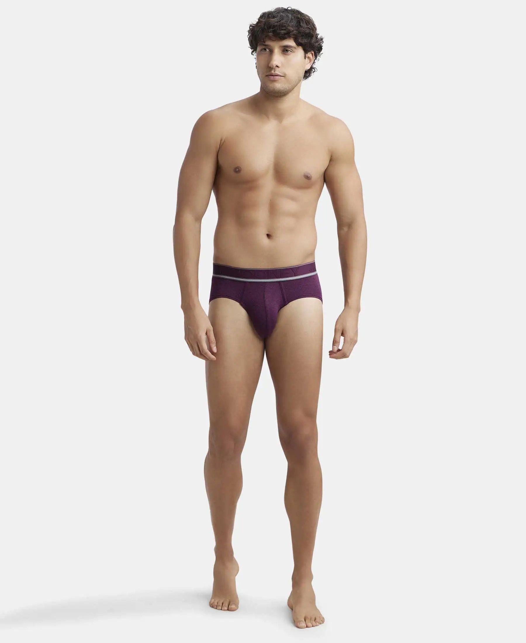 Tencel Micro Modal Elastane Stretch Printed Brief with Natural StayFresh Properties - Potent Purple - Image 4